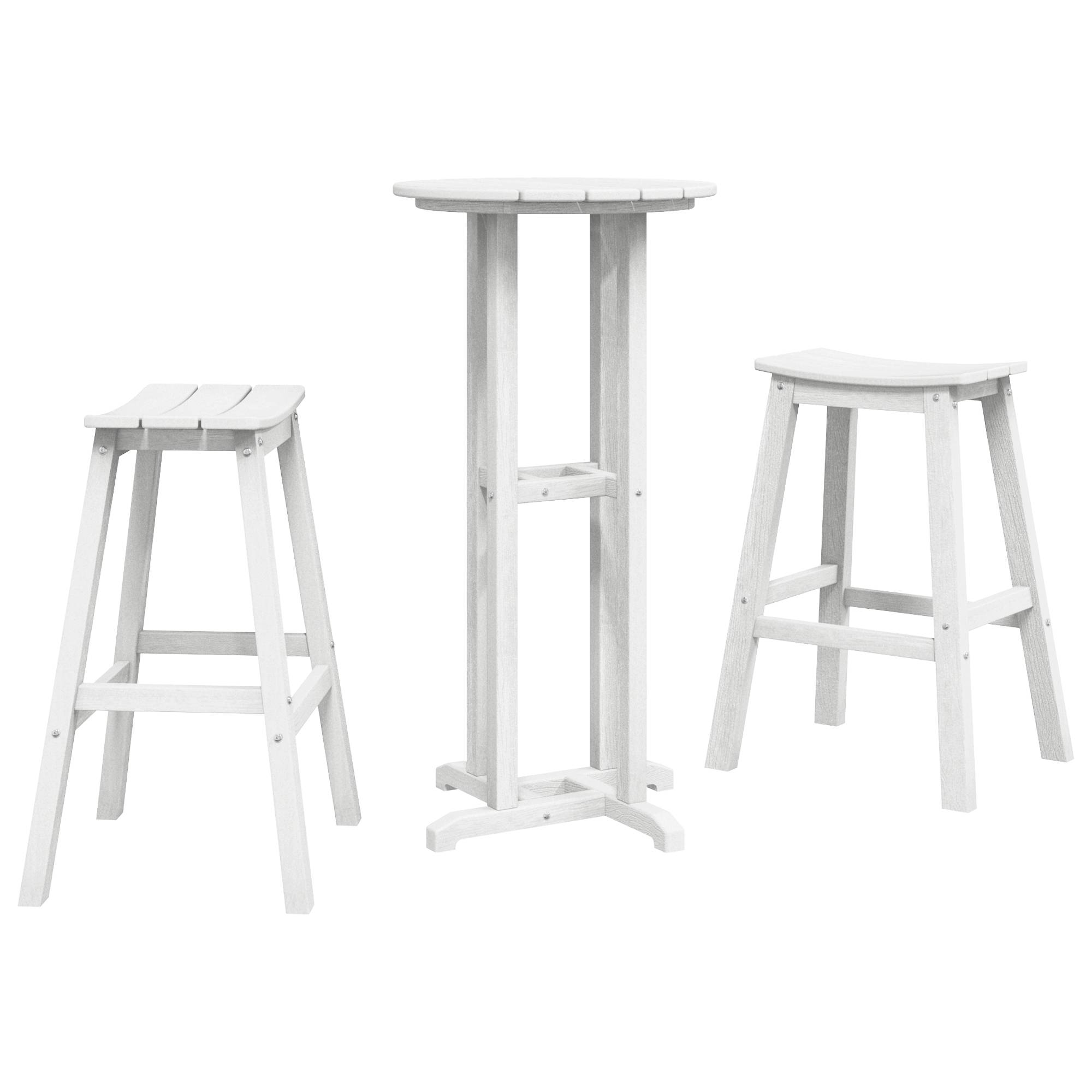vidaXL 3-teiliges Garten Bar Set Weiß HDPE