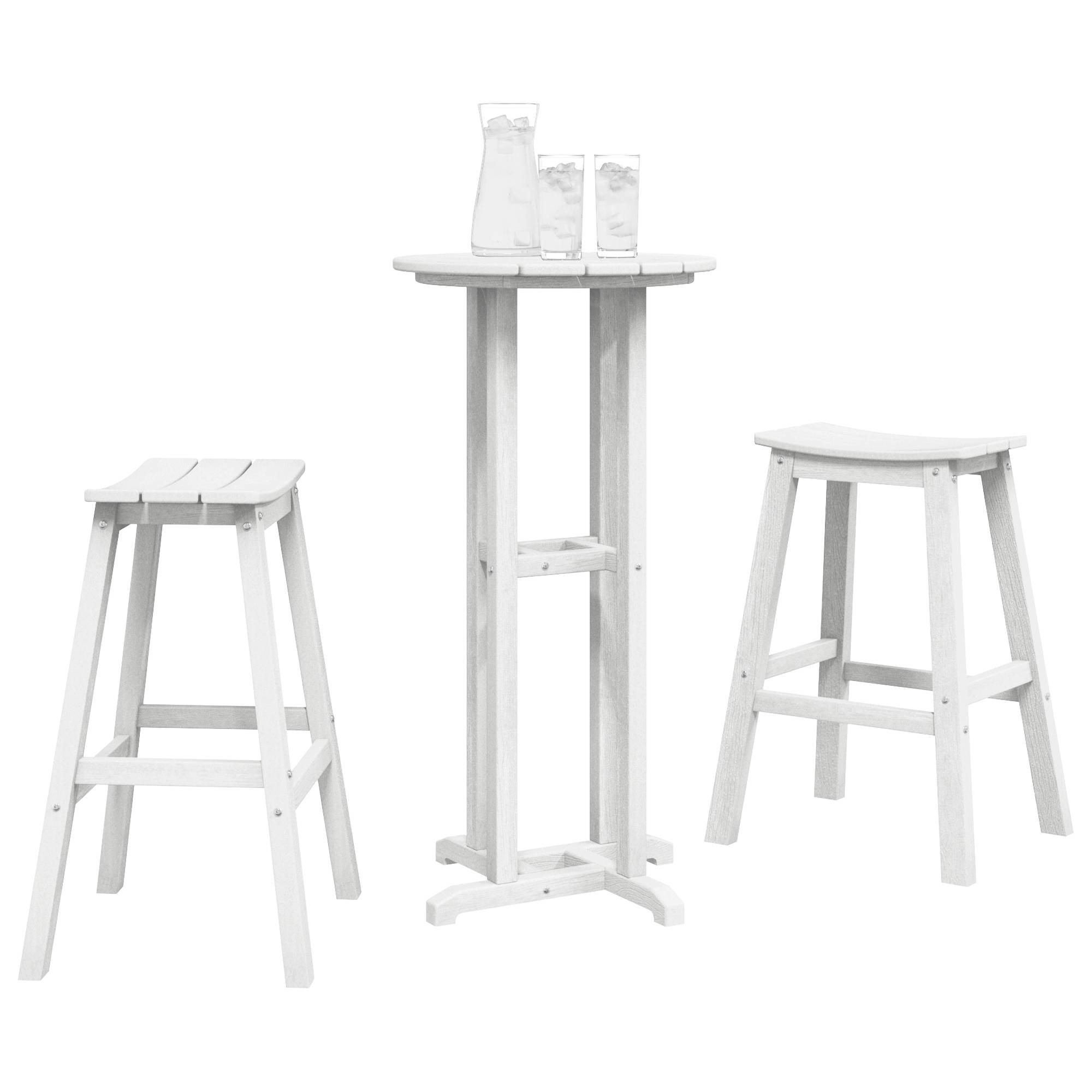 vidaXL 3-teiliges Garten Bar Set Weiß HDPE