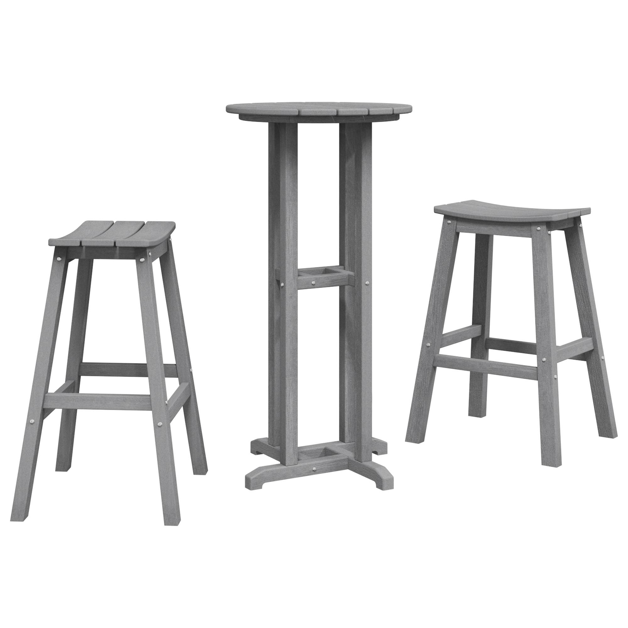 vidaXL 3-teiliges Garten Bar Set Hellgrau HDPE