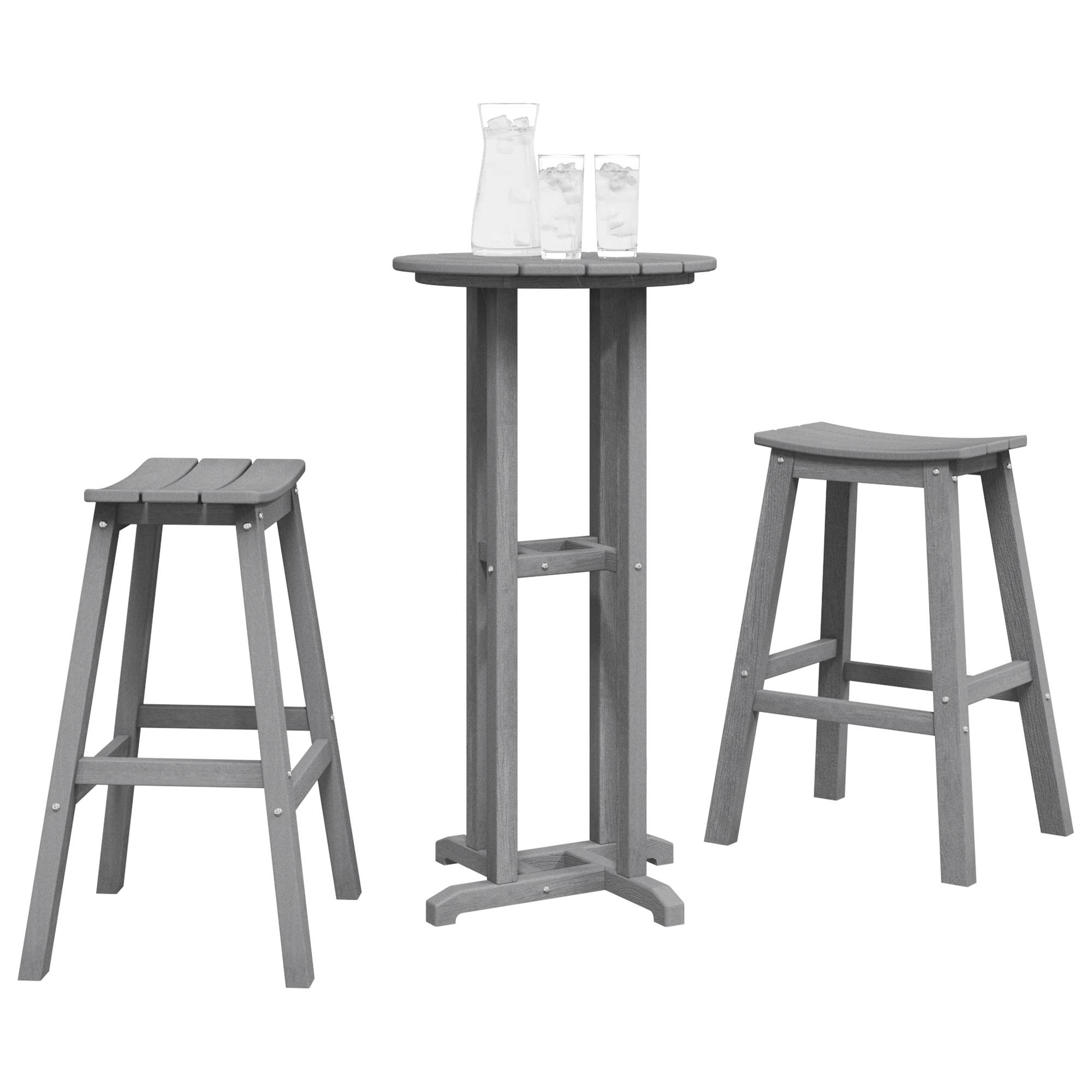 vidaXL 3-teiliges Garten Bar Set Hellgrau HDPE
