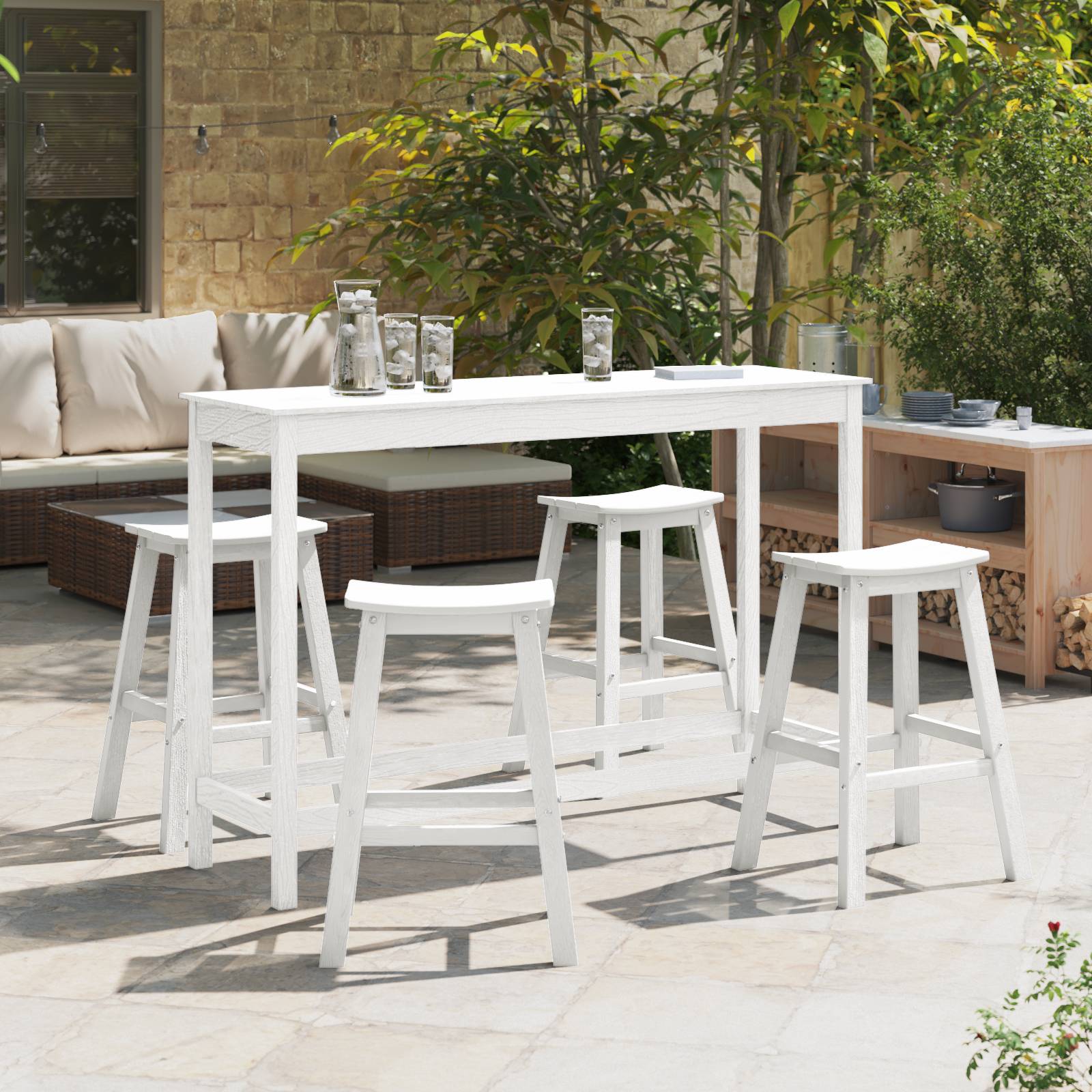 vidaXL Barhocker 6 Stück Weiß HDPE