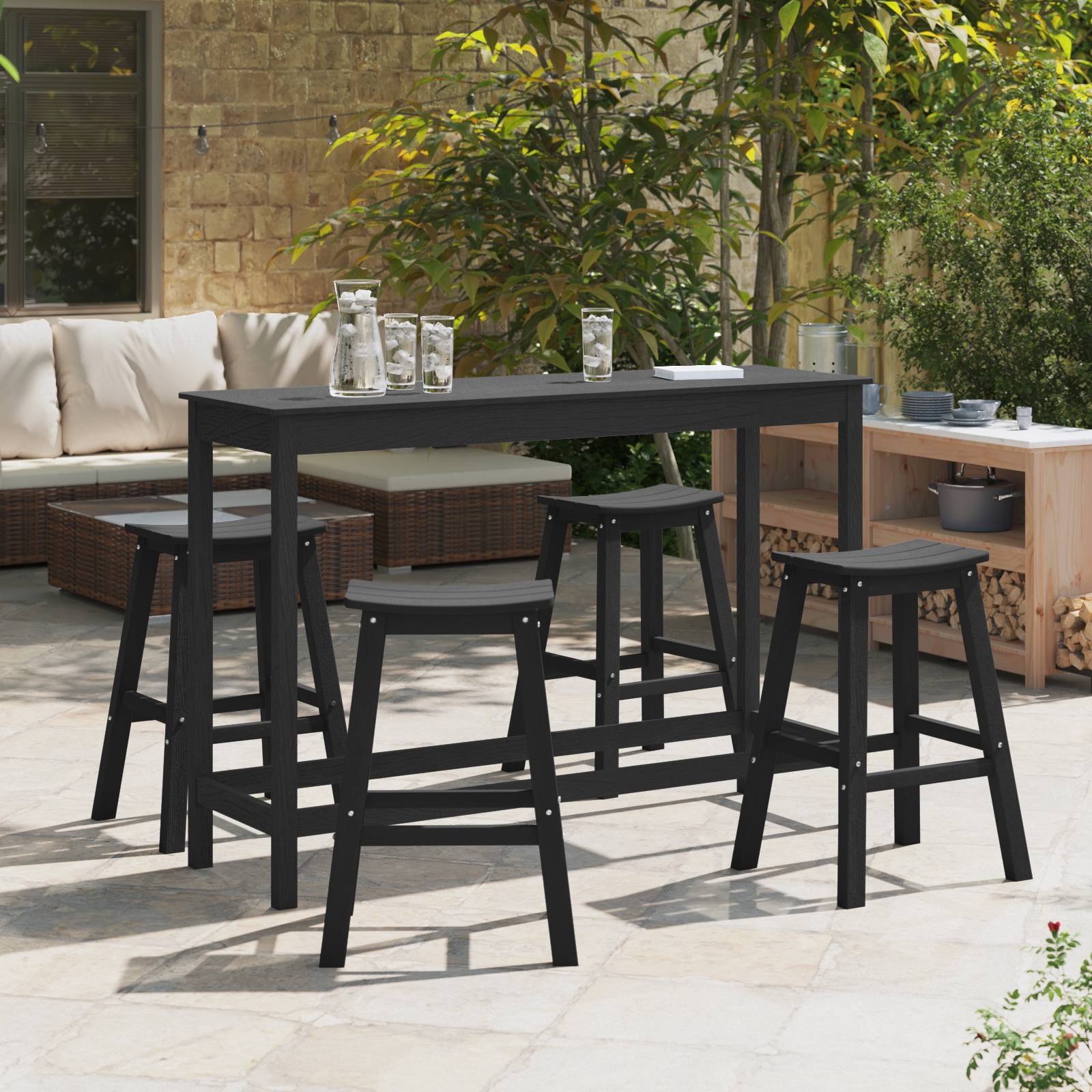 vidaXL Barhocker 6 Stück Schwarz HDPE