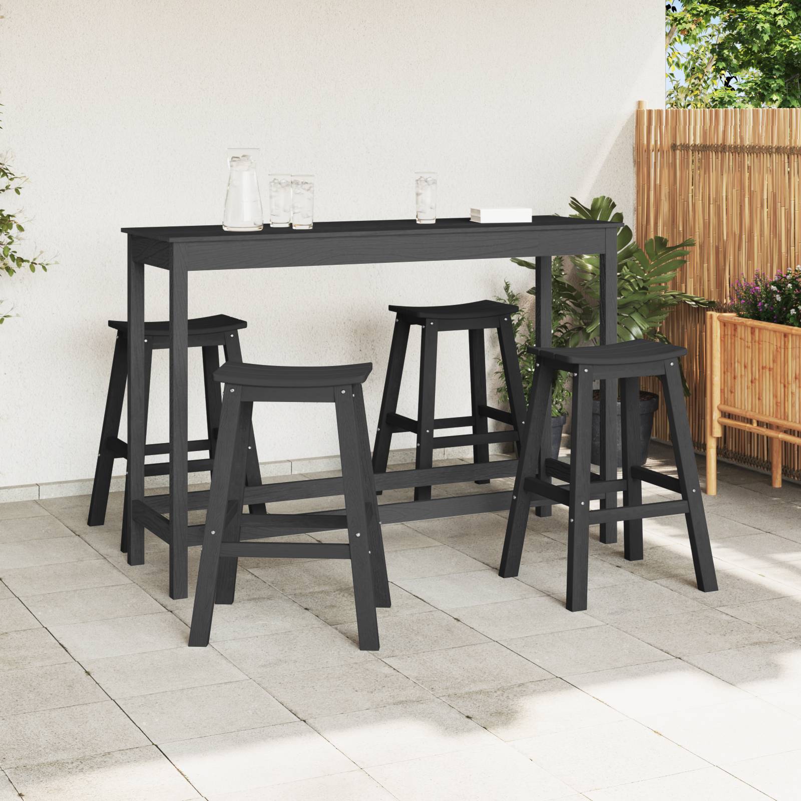 vidaXL Barhocker 6 Stück Schwarz HDPE