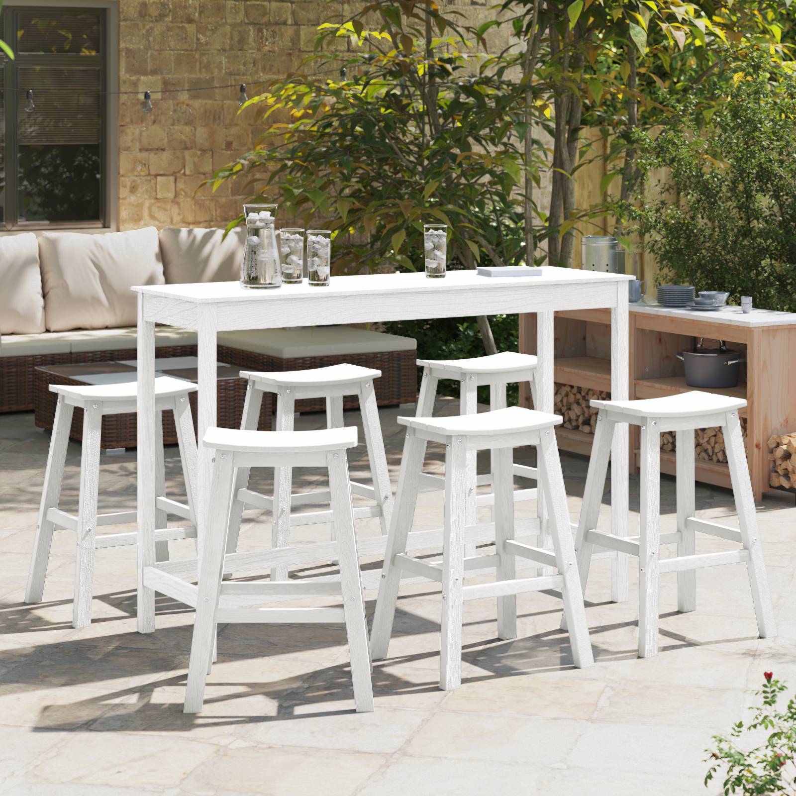 vidaXL Barhocker 9 Stück Weiß HDPE