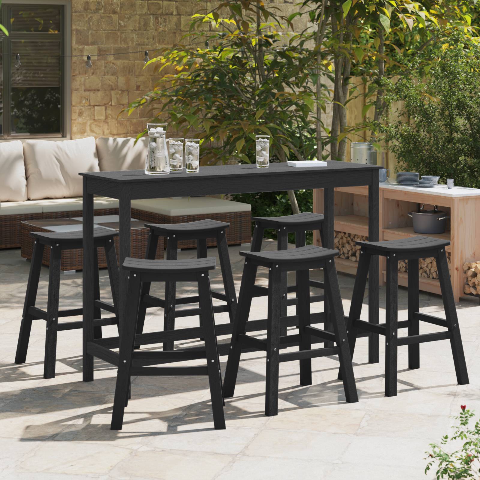 vidaXL Barhocker 9 Stück Schwarz HDPE