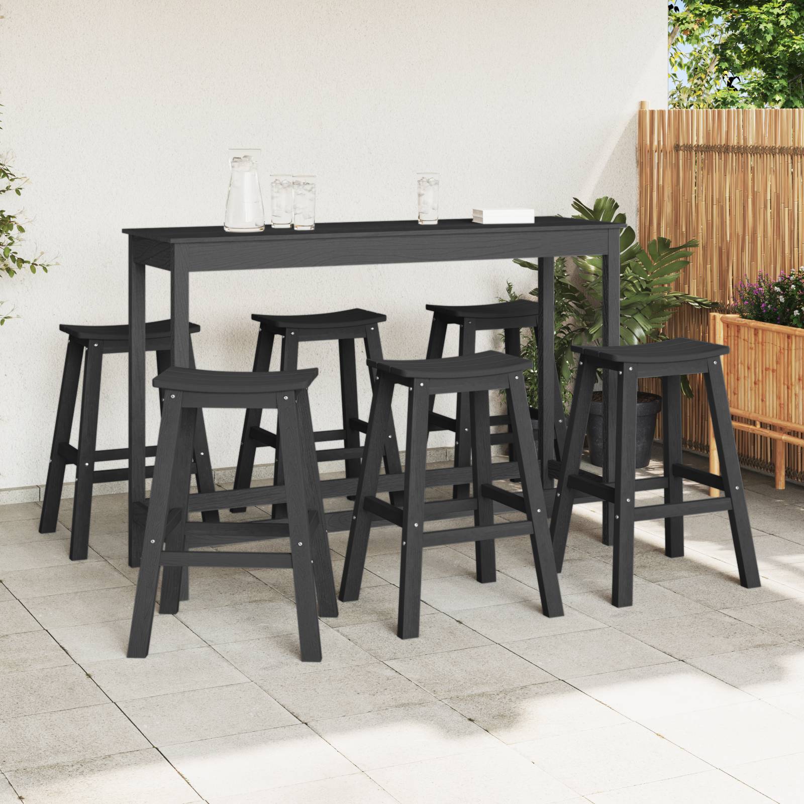 vidaXL Barhocker 9 Stück Schwarz HDPE