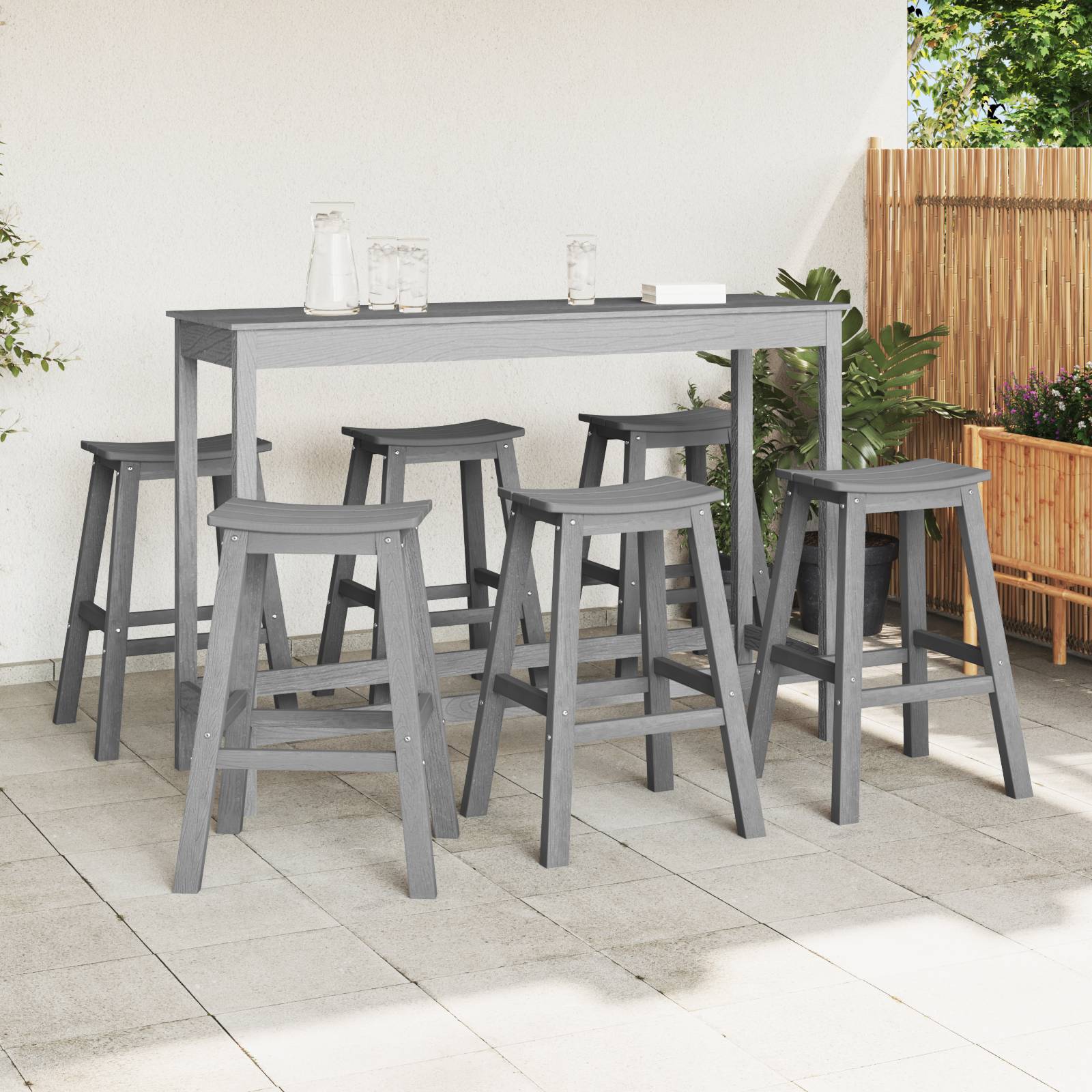 vidaXL Barhocker 9 Stück Hellgrau HDPE