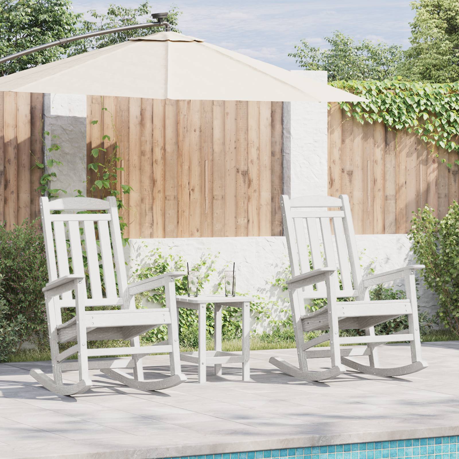 vidaXL 3-teiliges Garten Loungeset Weiß HDPE