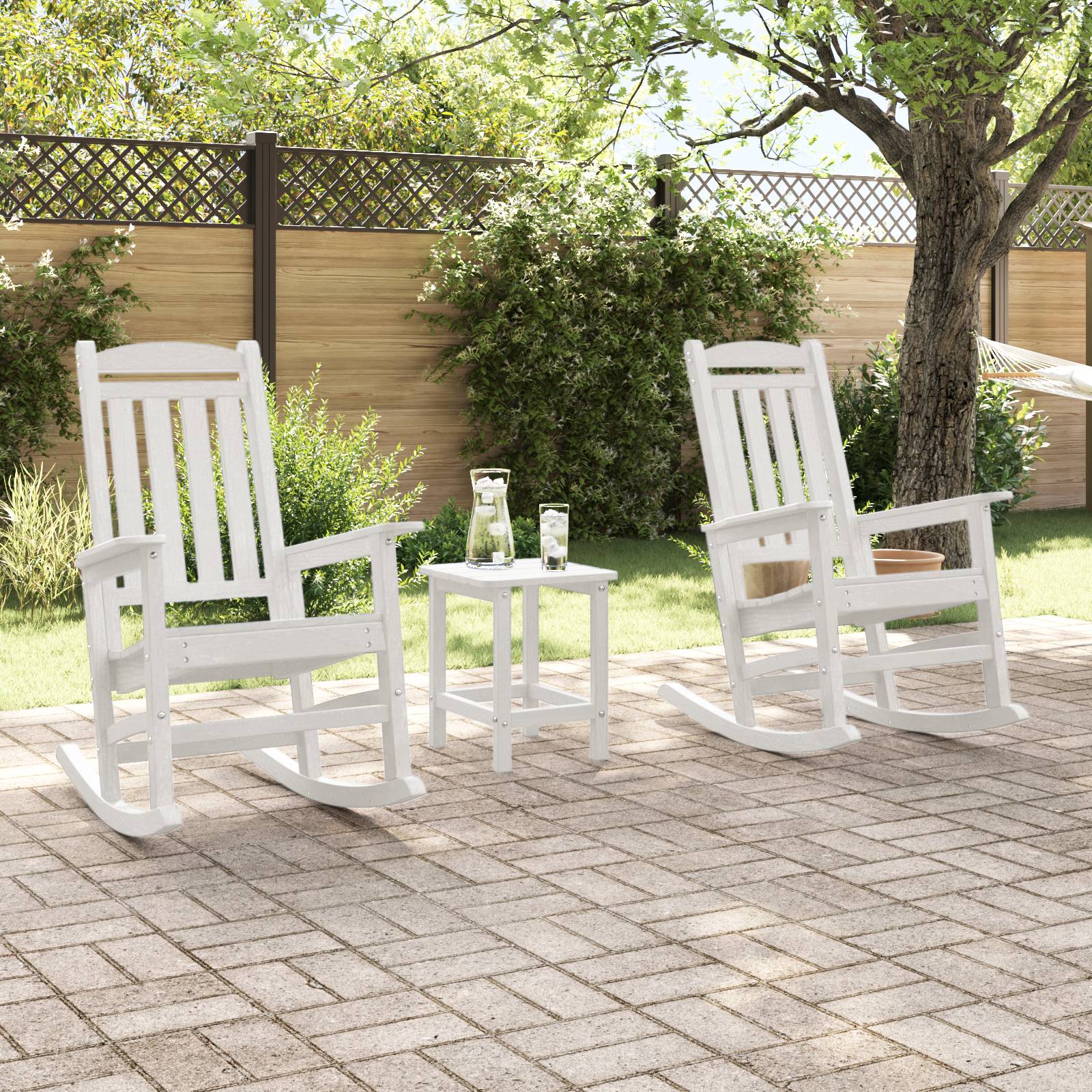 vidaXL 3-teiliges Garten Loungeset Weiß HDPE