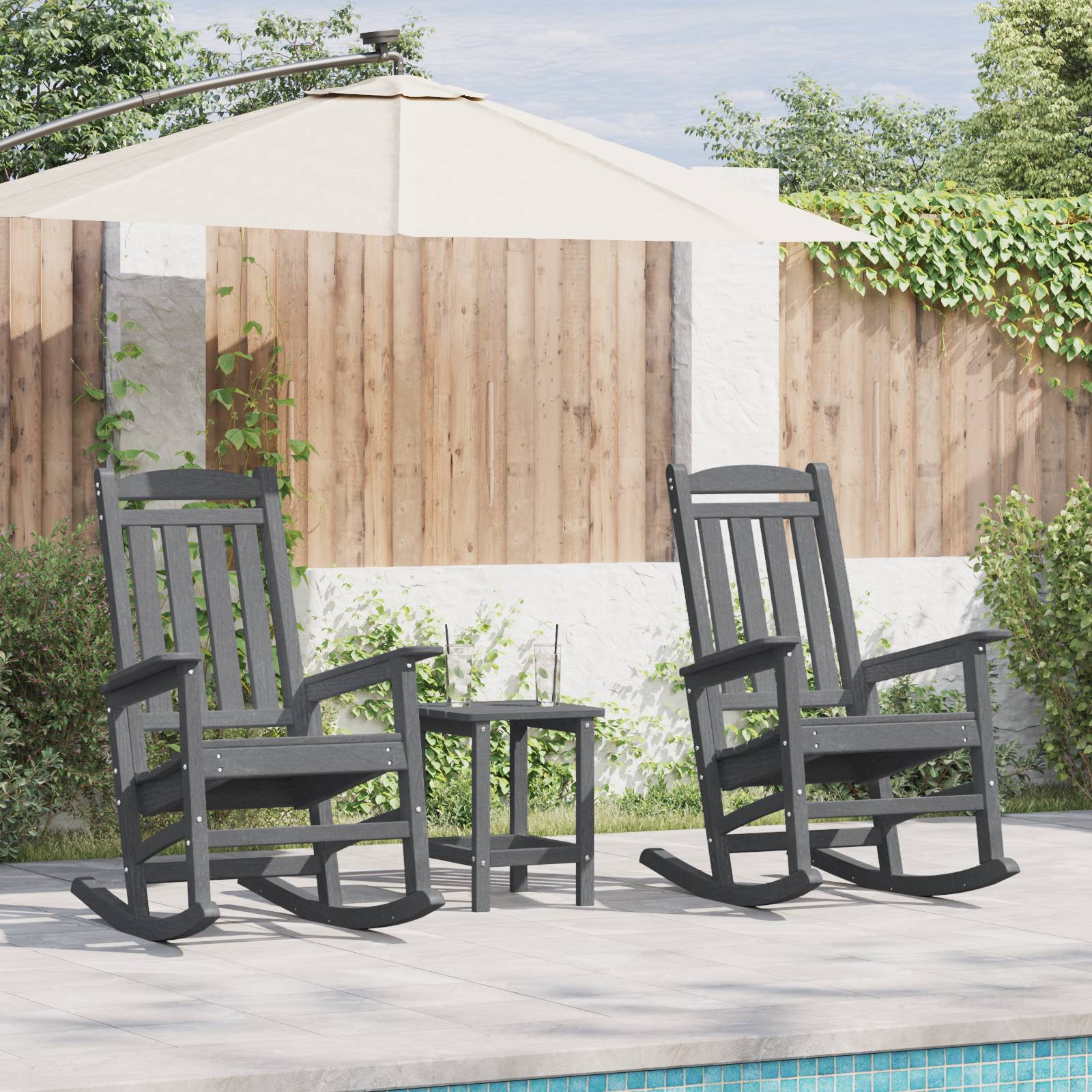 vidaXL Garten Schaukelstühle 2 Stück Hellgrau 70x92x107,5 cm HDPE