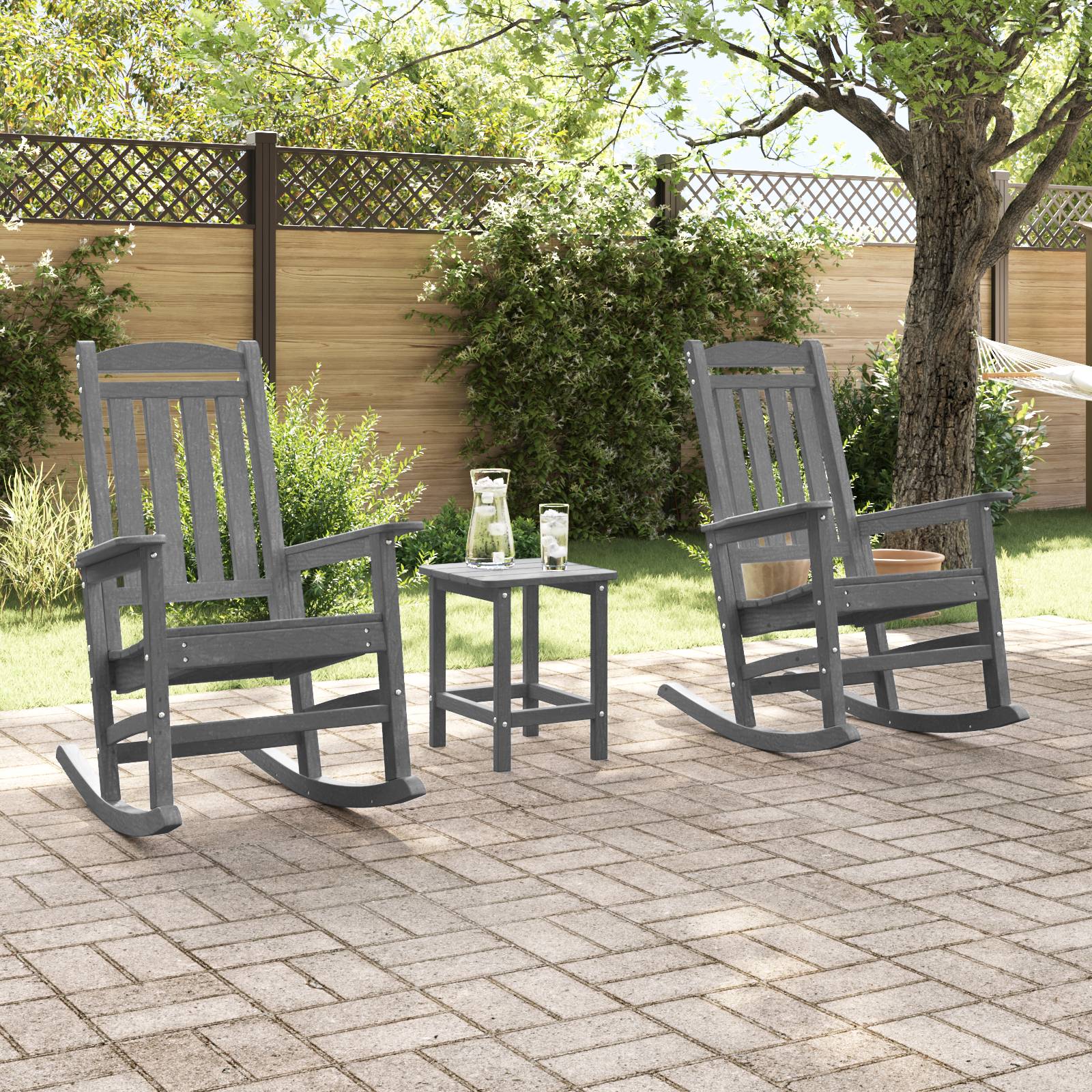 vidaXL Garten Schaukelstühle 2 Stück Hellgrau 70x92x107,5 cm HDPE