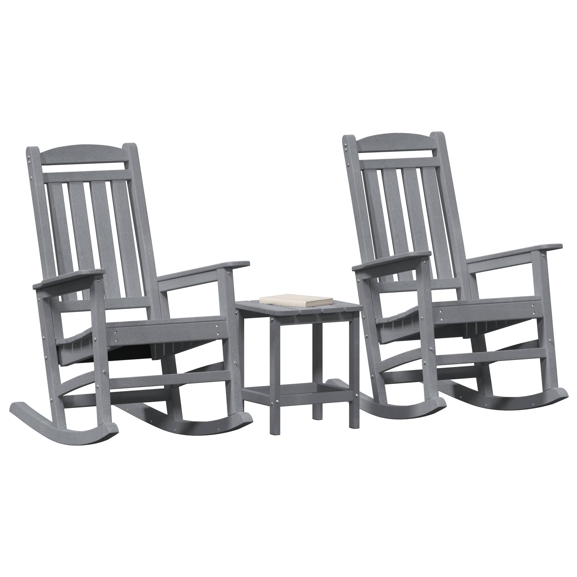 vidaXL 3 teiliges Garten Lounge Set Hellgrau HDPE