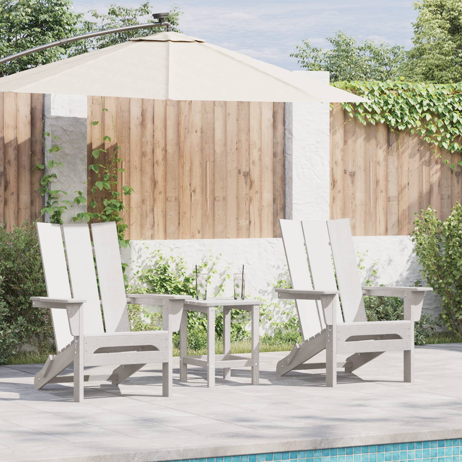 vidaXL 3-teiliges Garten Lounge Set Weiß HDPE