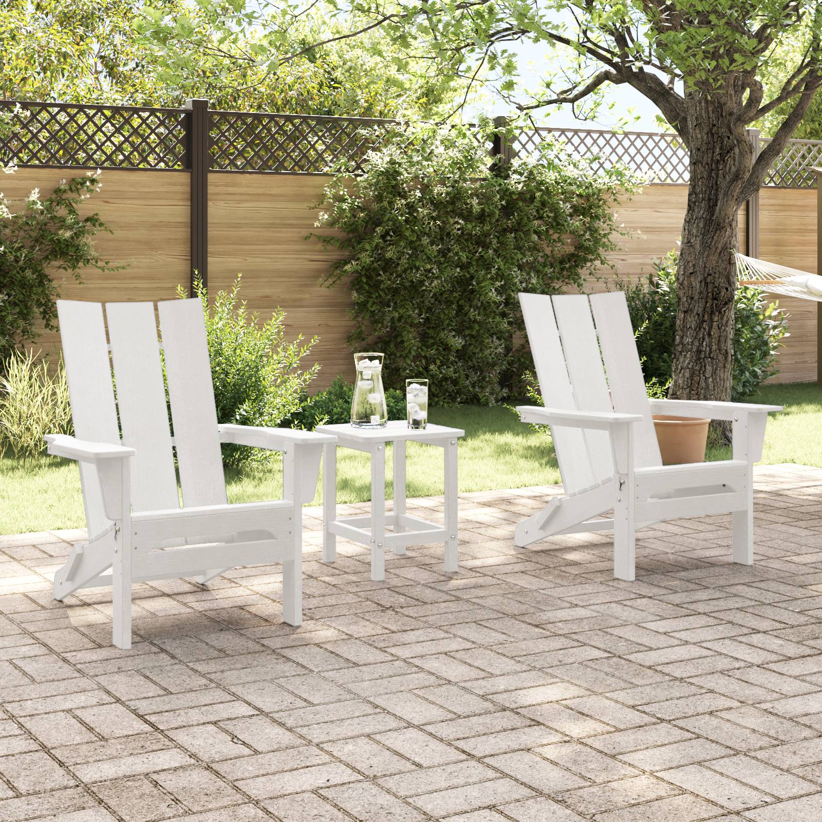 vidaXL 3-teiliges Garten Lounge Set Weiß HDPE