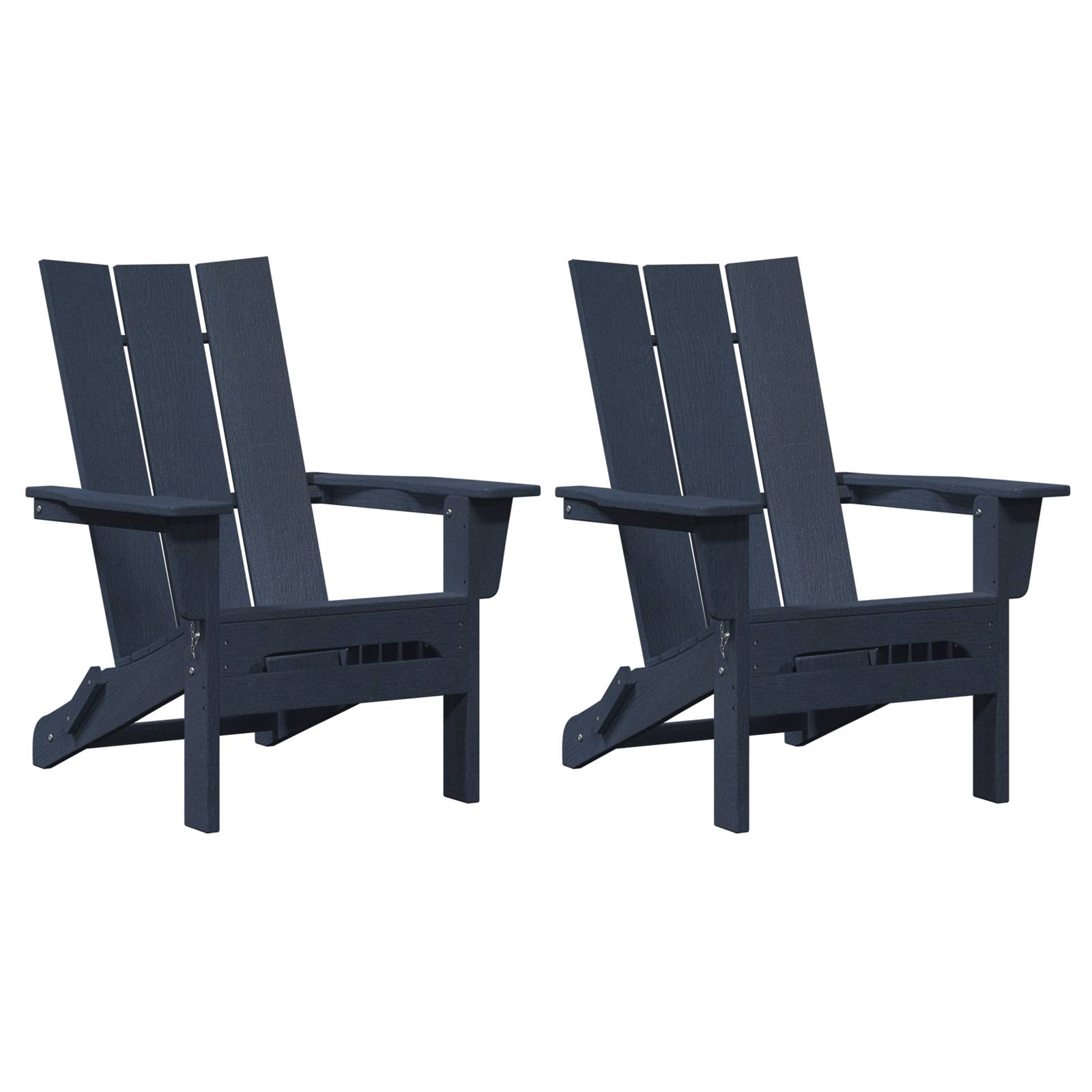 vidaXL Faltbare Adirondack Stühle 2 Stück Marineblau 74.5x80.5x90 cm HDPE