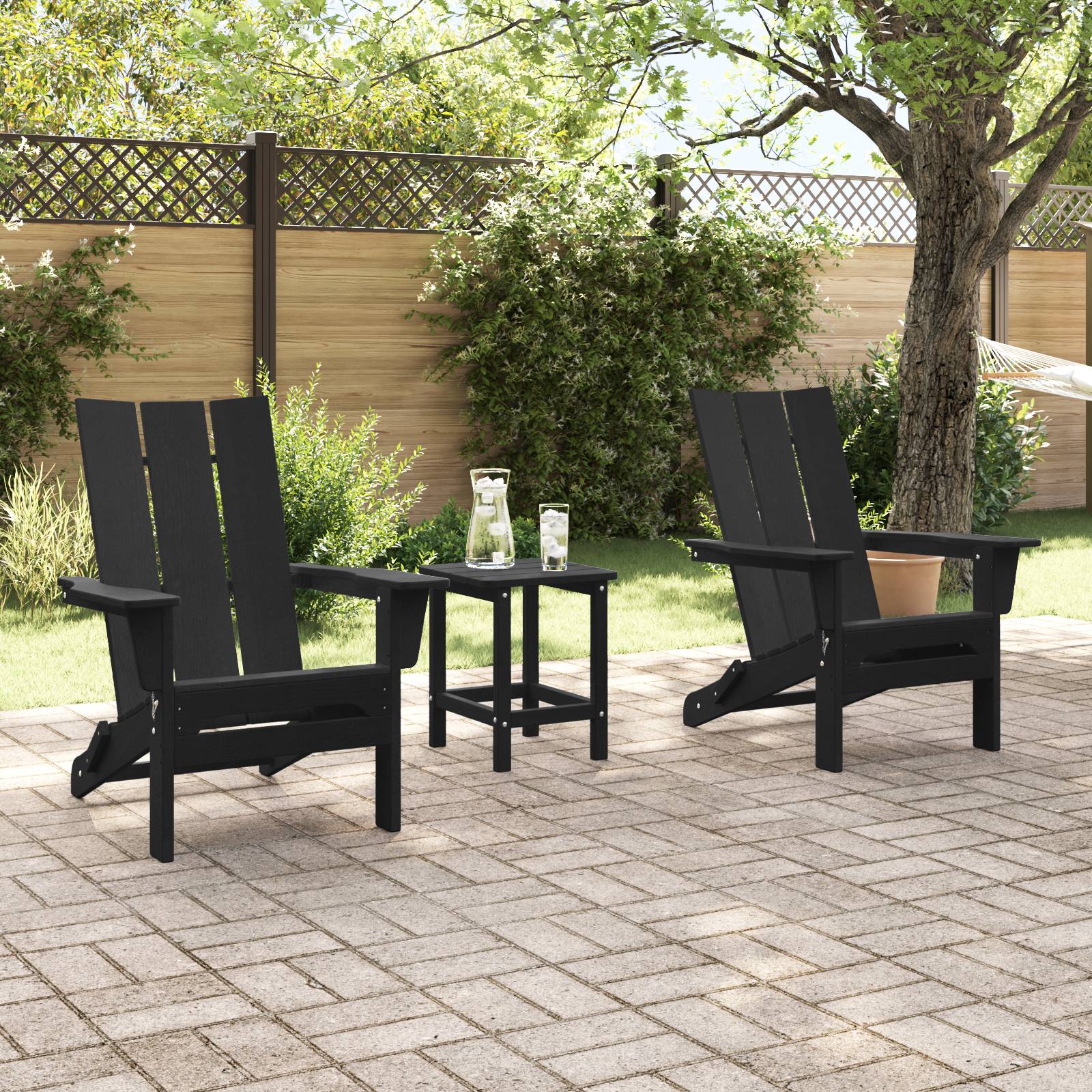 vidaXL Faltbare Adirondack-Stühle 2 Stück Schwarz 74,5 x 80,5 x 90 cm HDPE