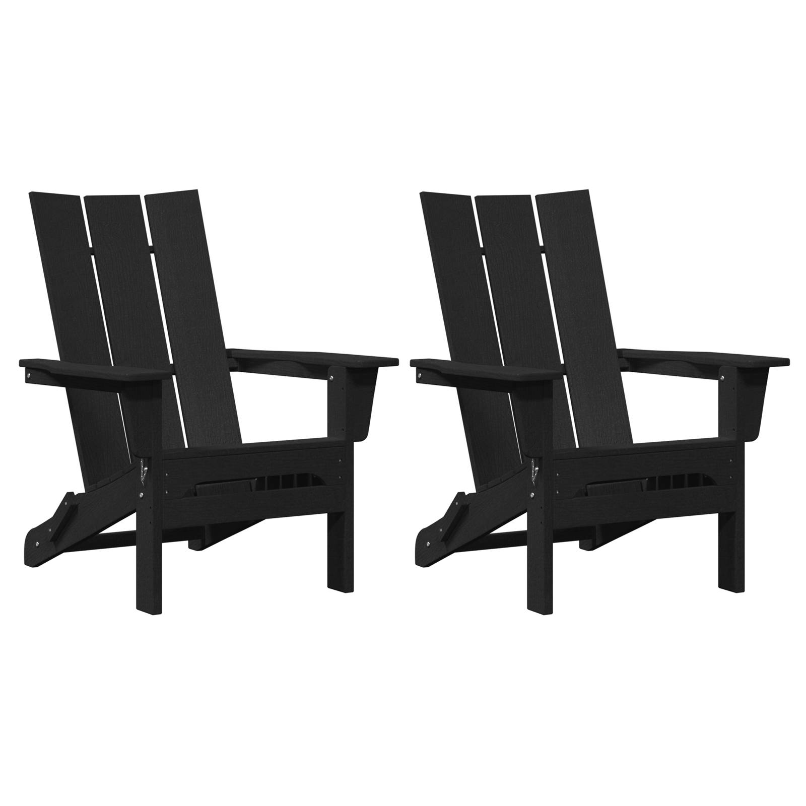 vidaXL Faltbare Adirondack-Stühle 2 Stück Schwarz 74,5 x 80,5 x 90 cm HDPE