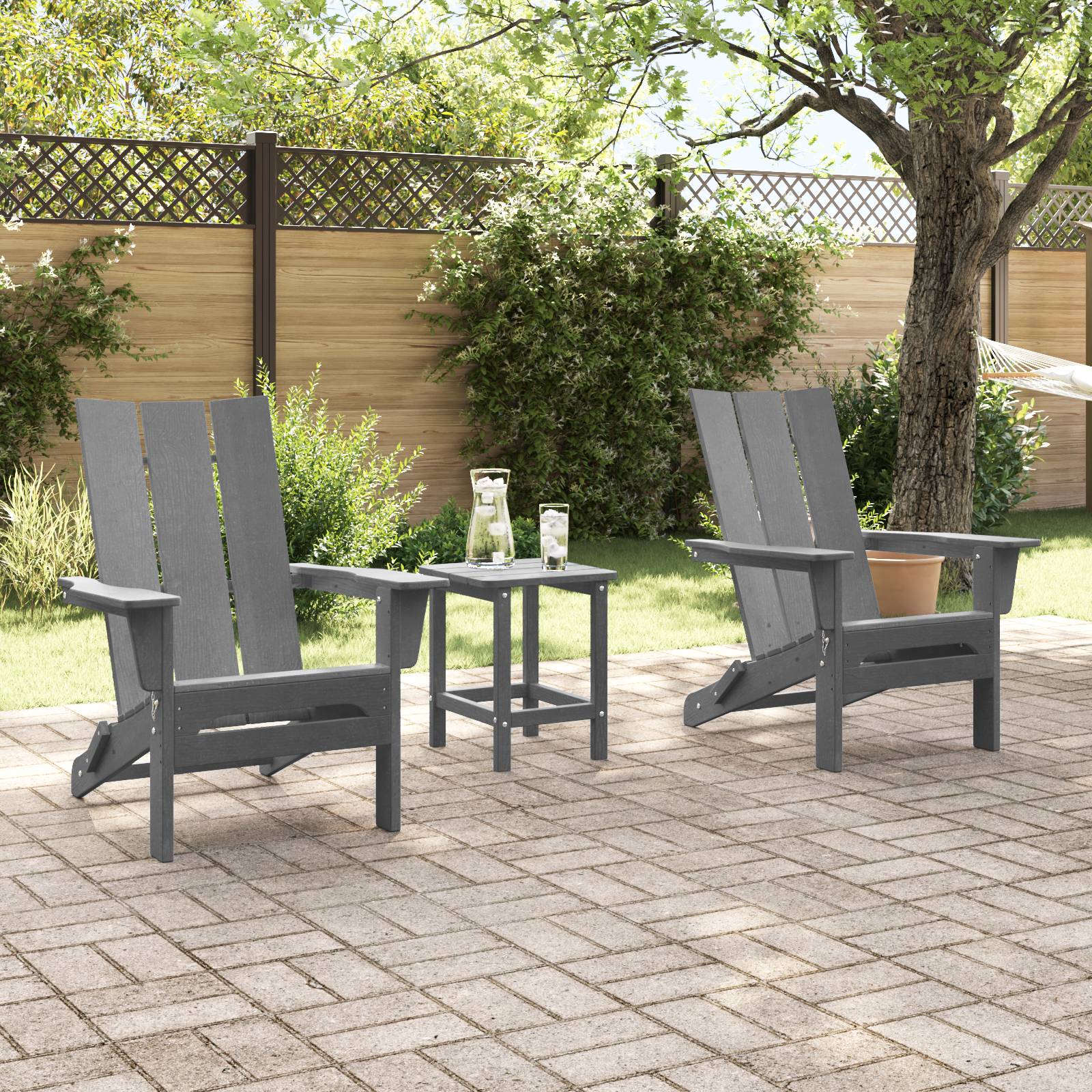 vidaXL Faltbare Adirondack-Stühle 2 Stück Hellgrau 74.5x80.5x90 cm HDPE