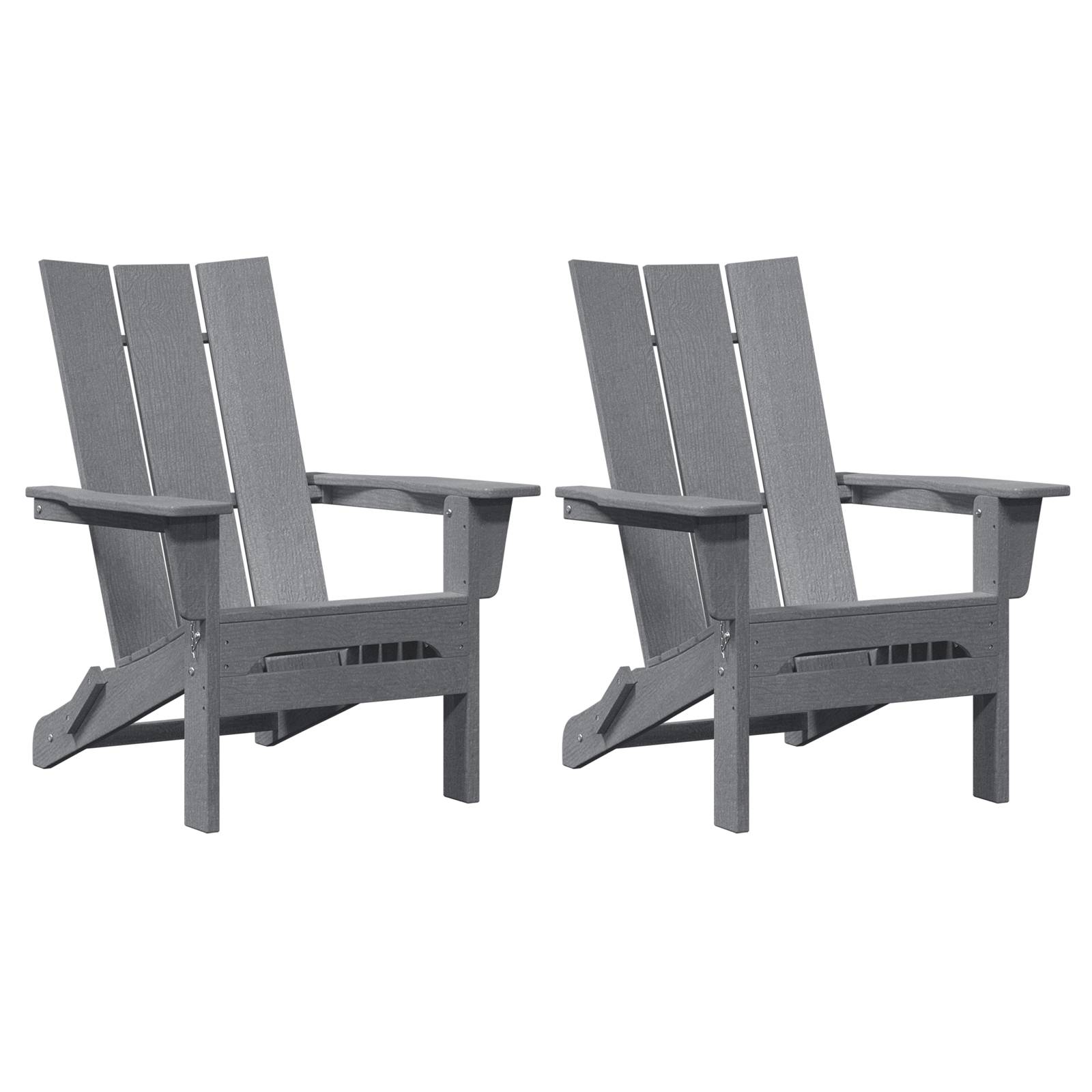 vidaXL Faltbare Adirondack-Stühle 2 Stück Hellgrau 74.5x80.5x90 cm HDPE