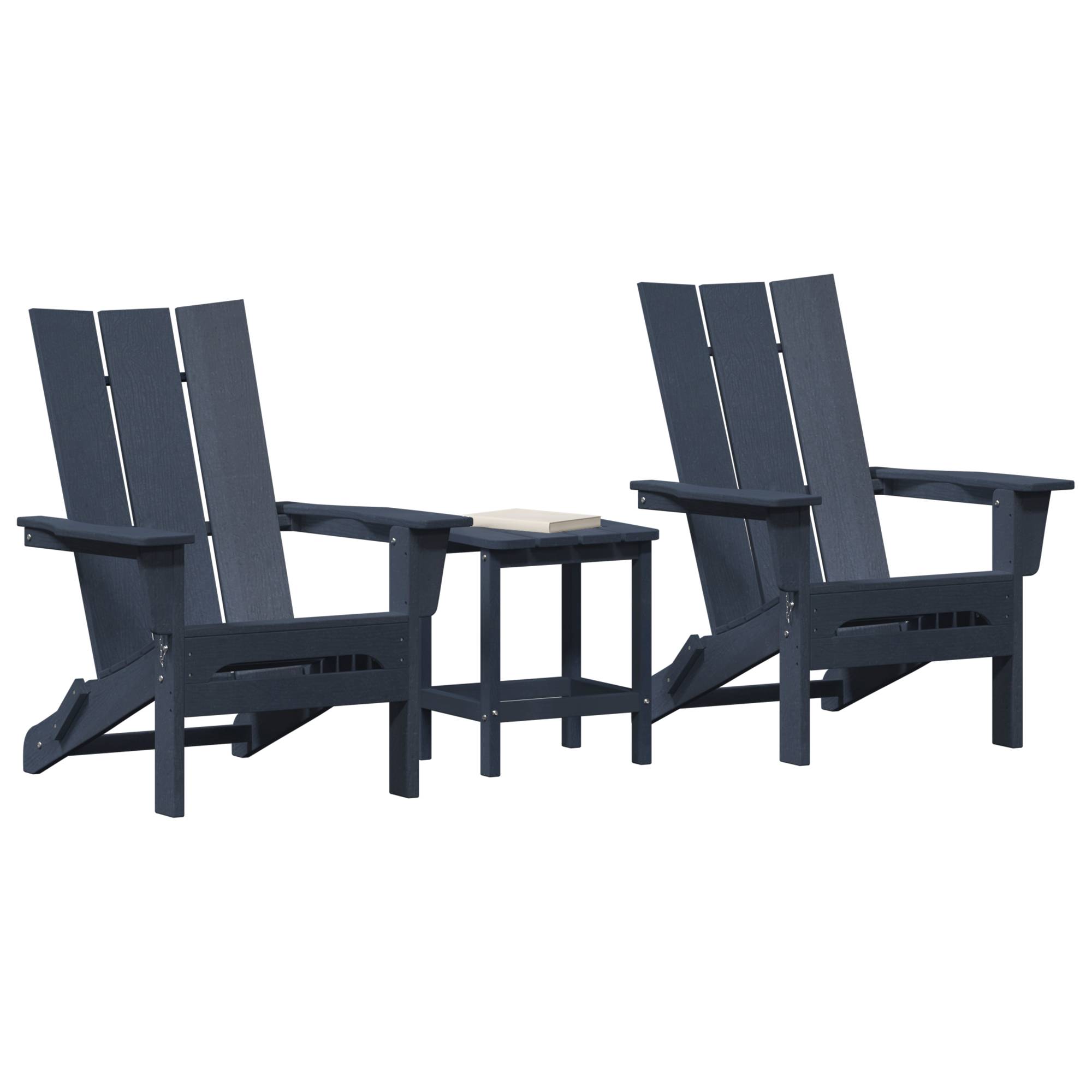 vidaXL 3-teiliges Garten-Loungeset Marineblau HDPE