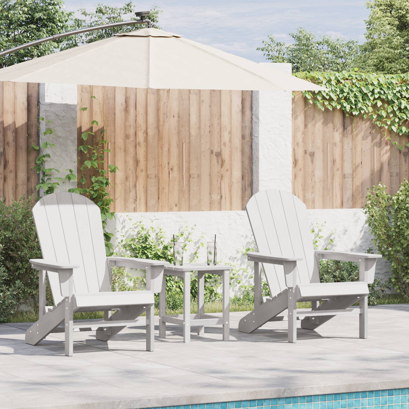 vidaXL 3-teiliges Garten-Lounge-Set Weiß HDPE