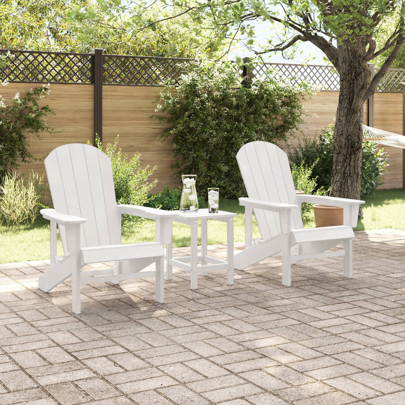 vidaXL 3-teiliges Garten-Lounge-Set Weiß HDPE