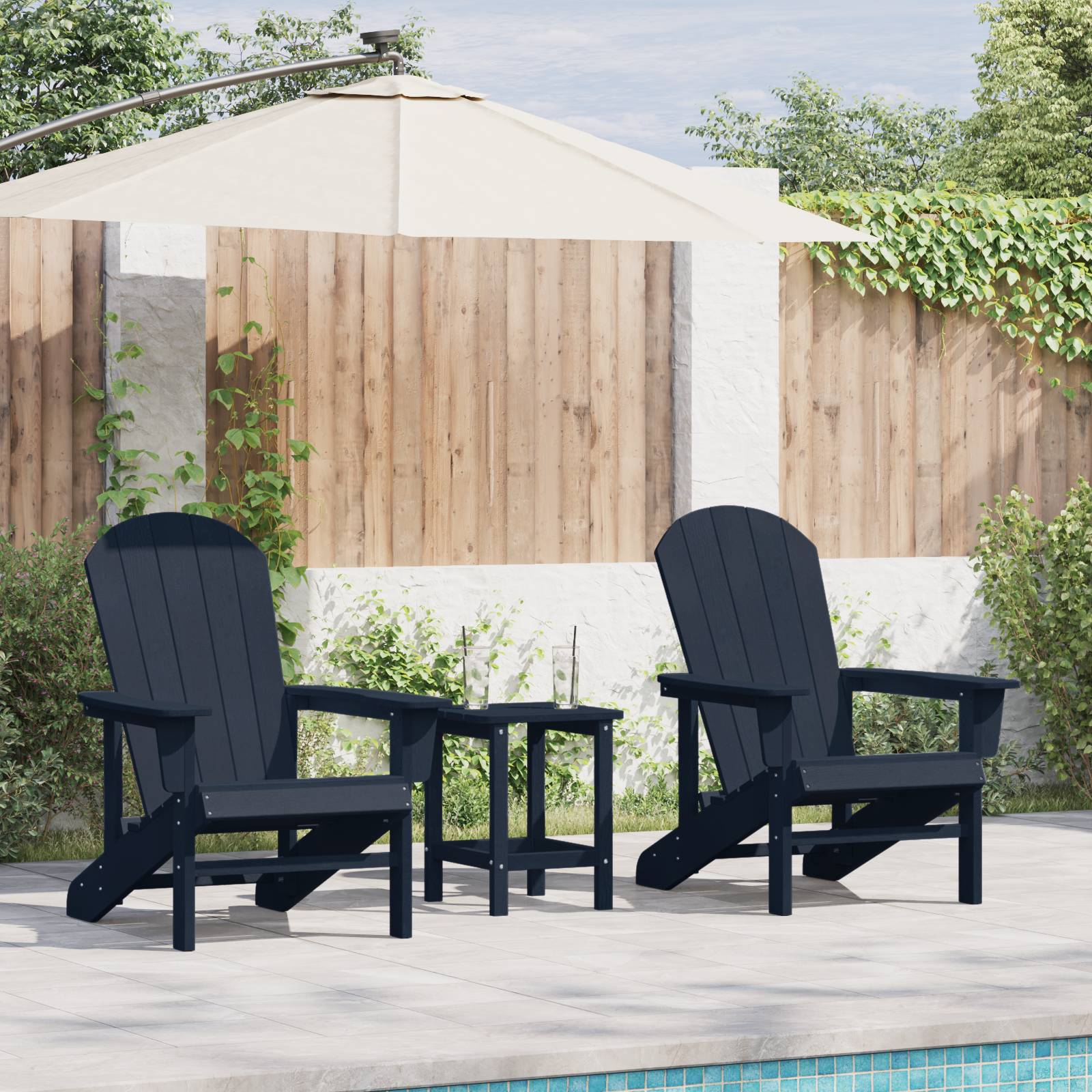 vidaXL Adirondack Stühle 2 Stück Marineblau 74x82x90 cm HDPE