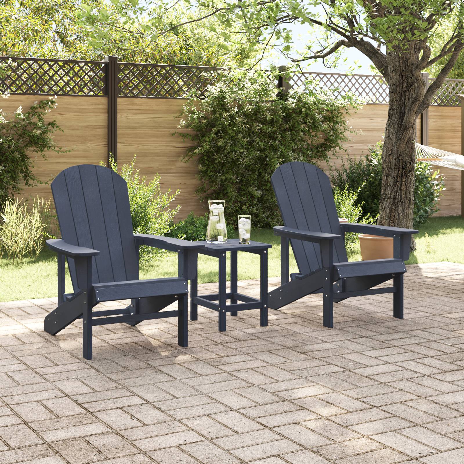 vidaXL Adirondack Stühle 2 Stück Marineblau 74x82x90 cm HDPE