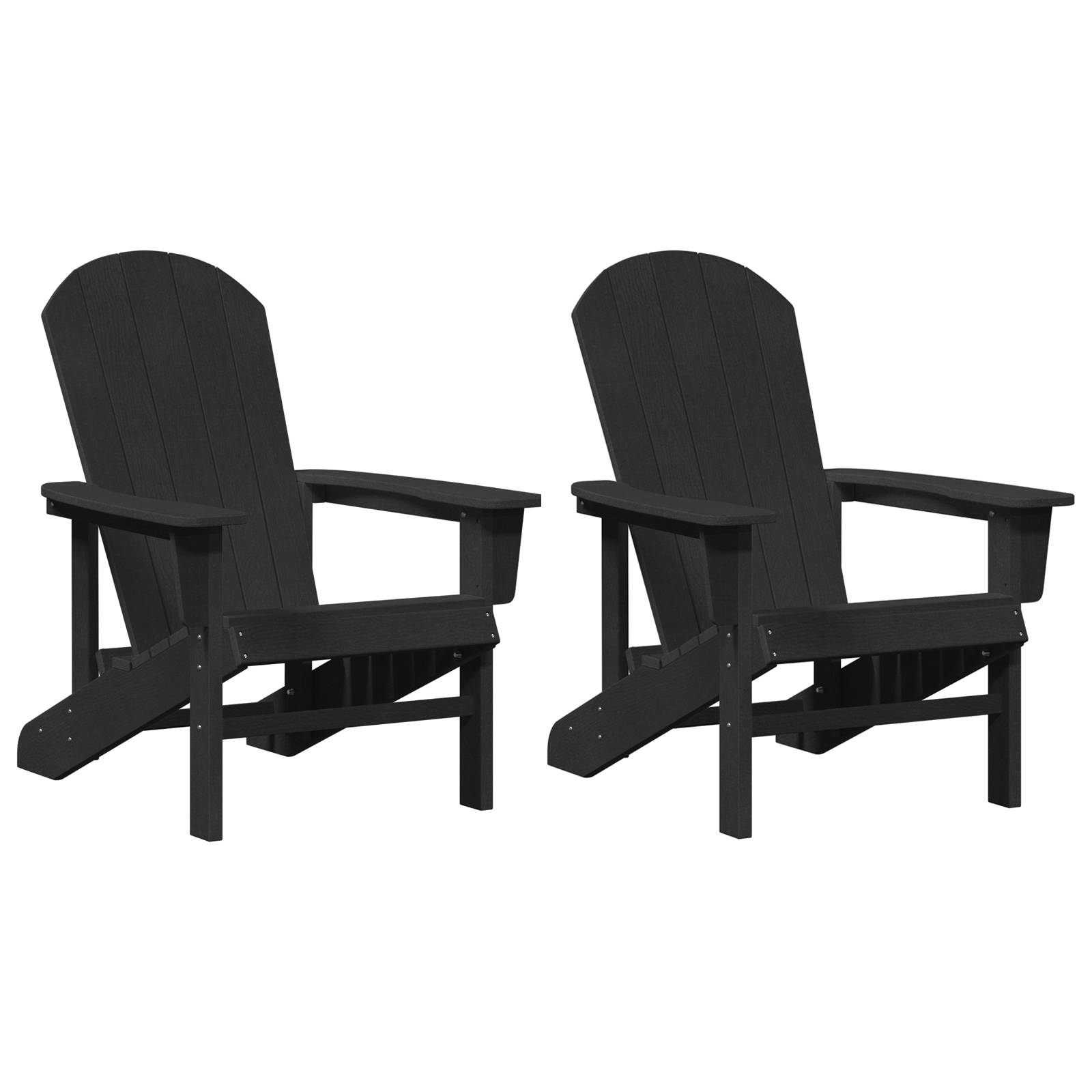 vidaXL Adirondack-Stühle 2 Stück Schwarz 74x82x90 cm HDPE