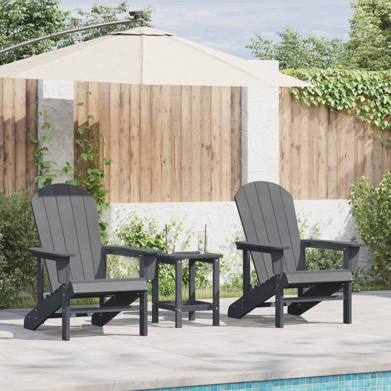 vidaXL Adirondack Stühle 2 Stück Hellgrau 74x82x90 cm HDPE