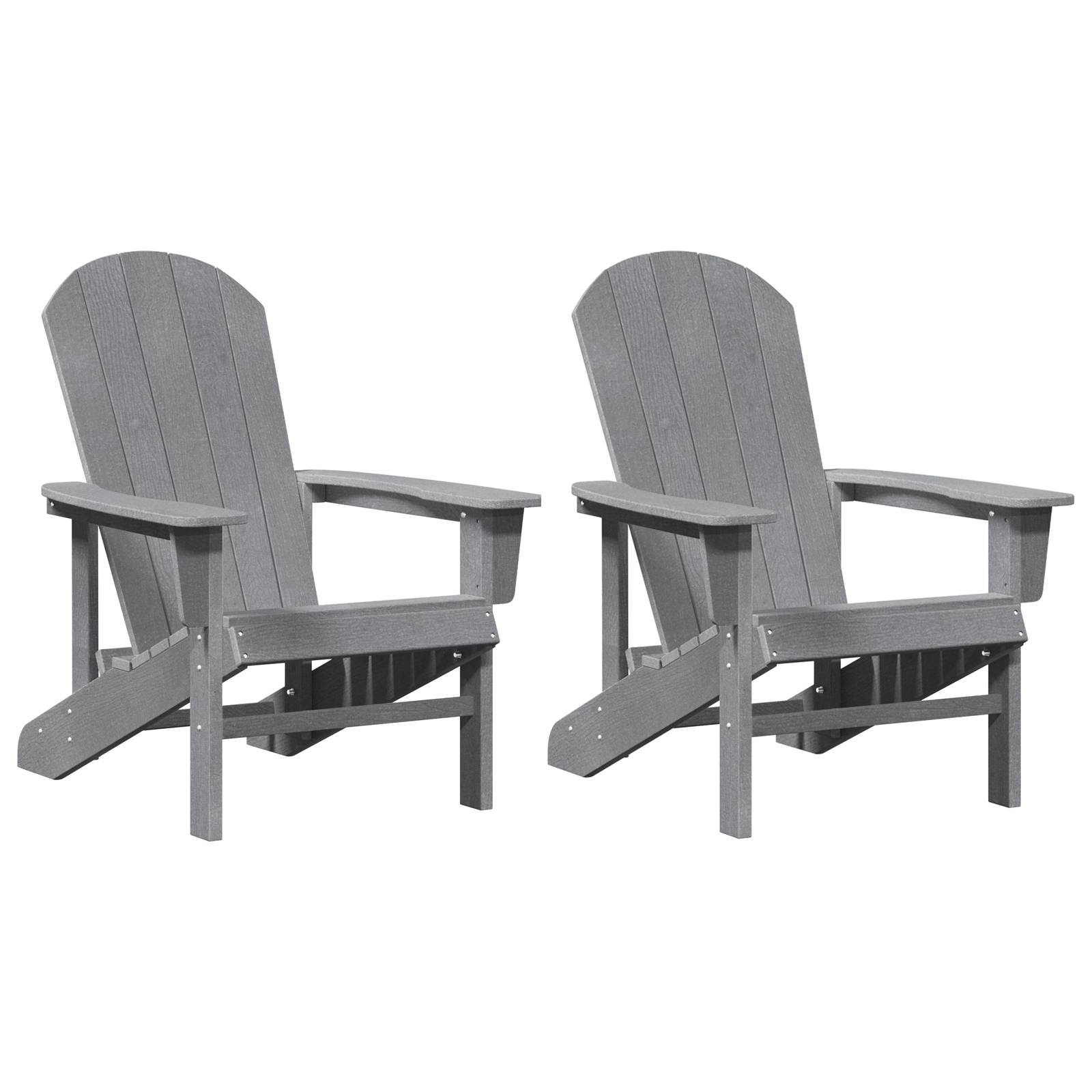 vidaXL Adirondack Stühle 2 Stück Hellgrau 74x82x90 cm HDPE