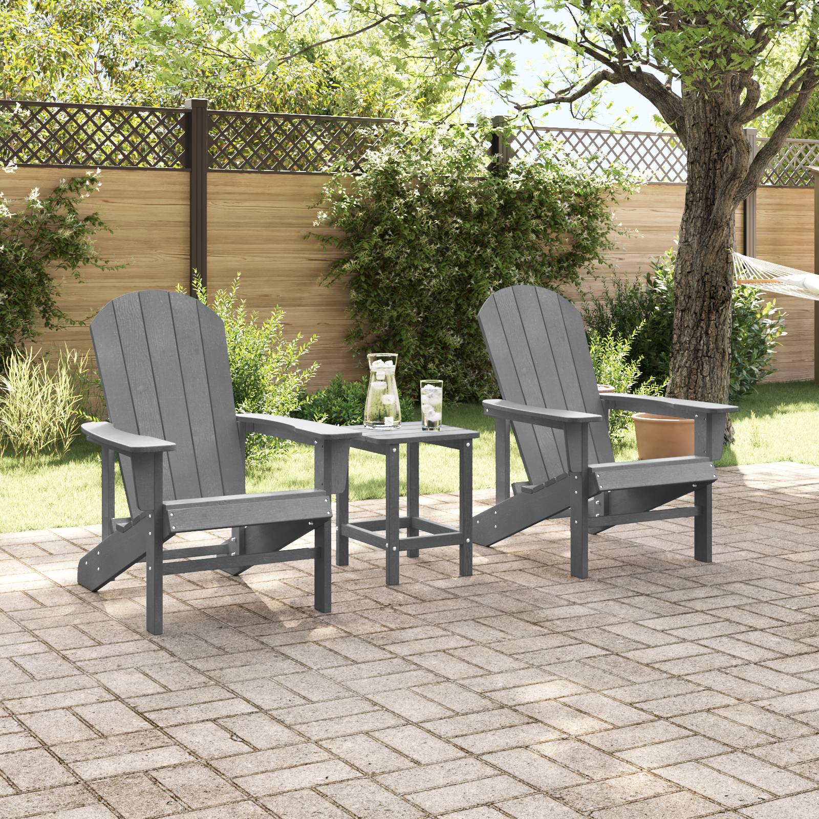 vidaXL Adirondack Stühle 2 Stück Hellgrau 74x82x90 cm HDPE