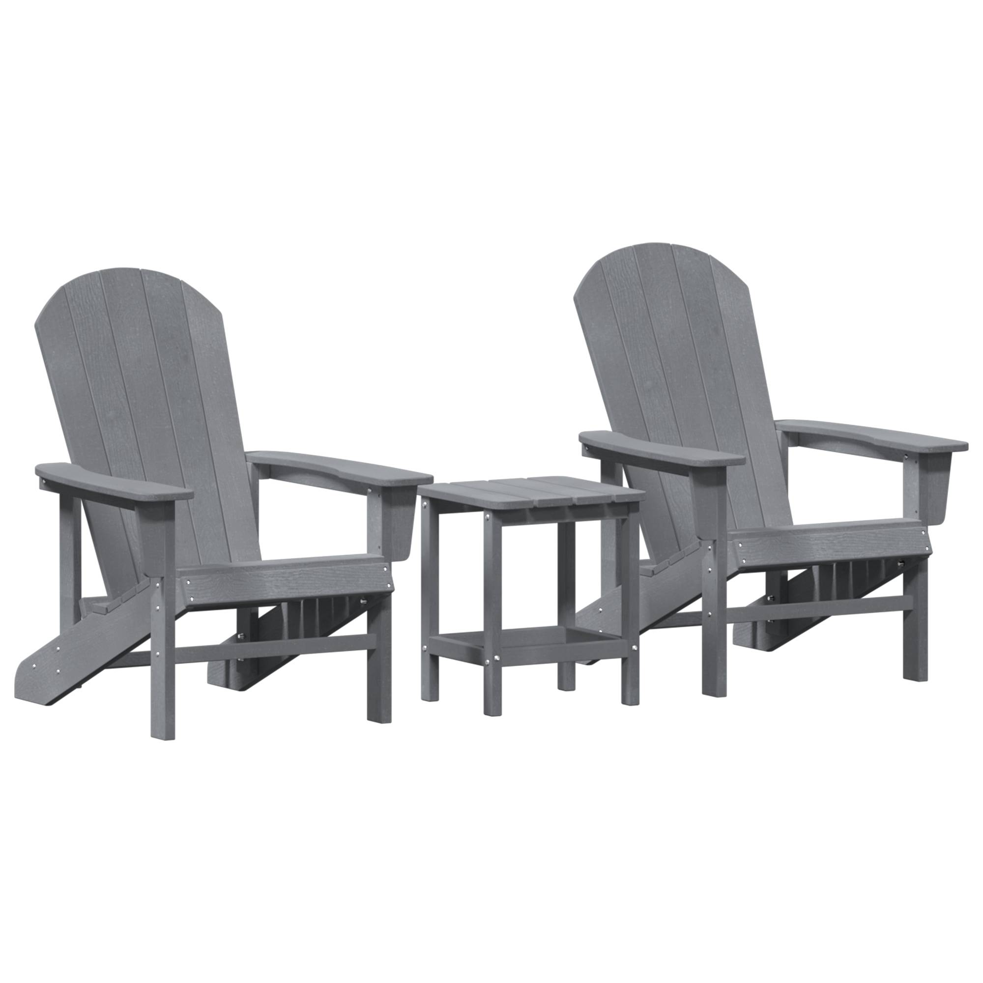 vidaXL 3-teiliges Garten-Lounge-Set Hellgrau HDPE