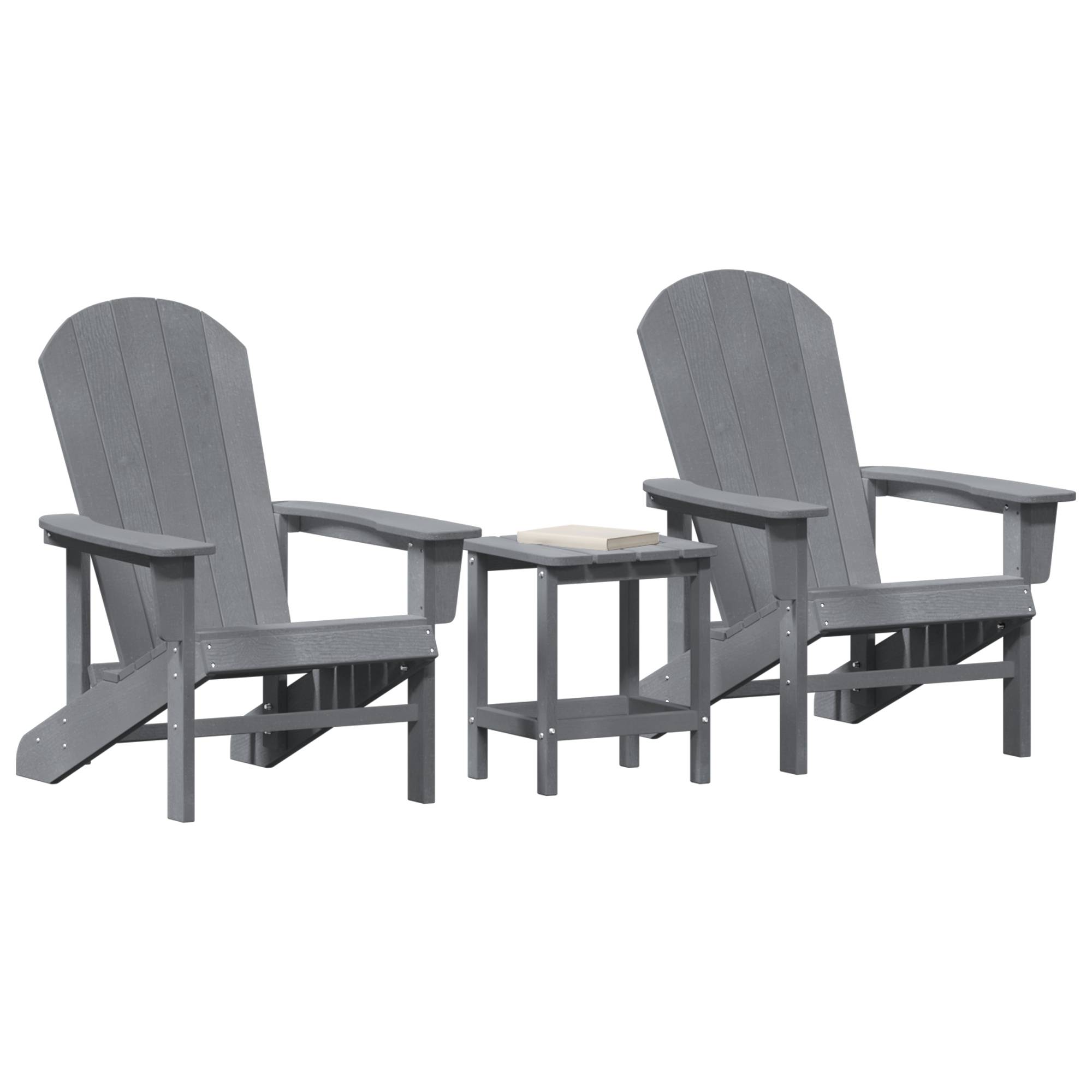 vidaXL 3-teiliges Garten-Lounge-Set Hellgrau HDPE