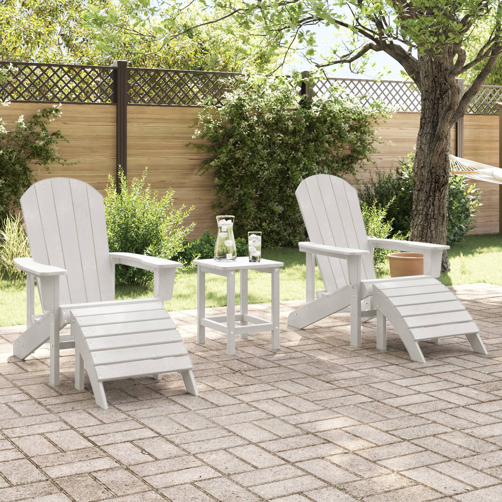vidaXL Adirondack-Stühle mit Fußteilen 2 Stk. Weiß HDPE