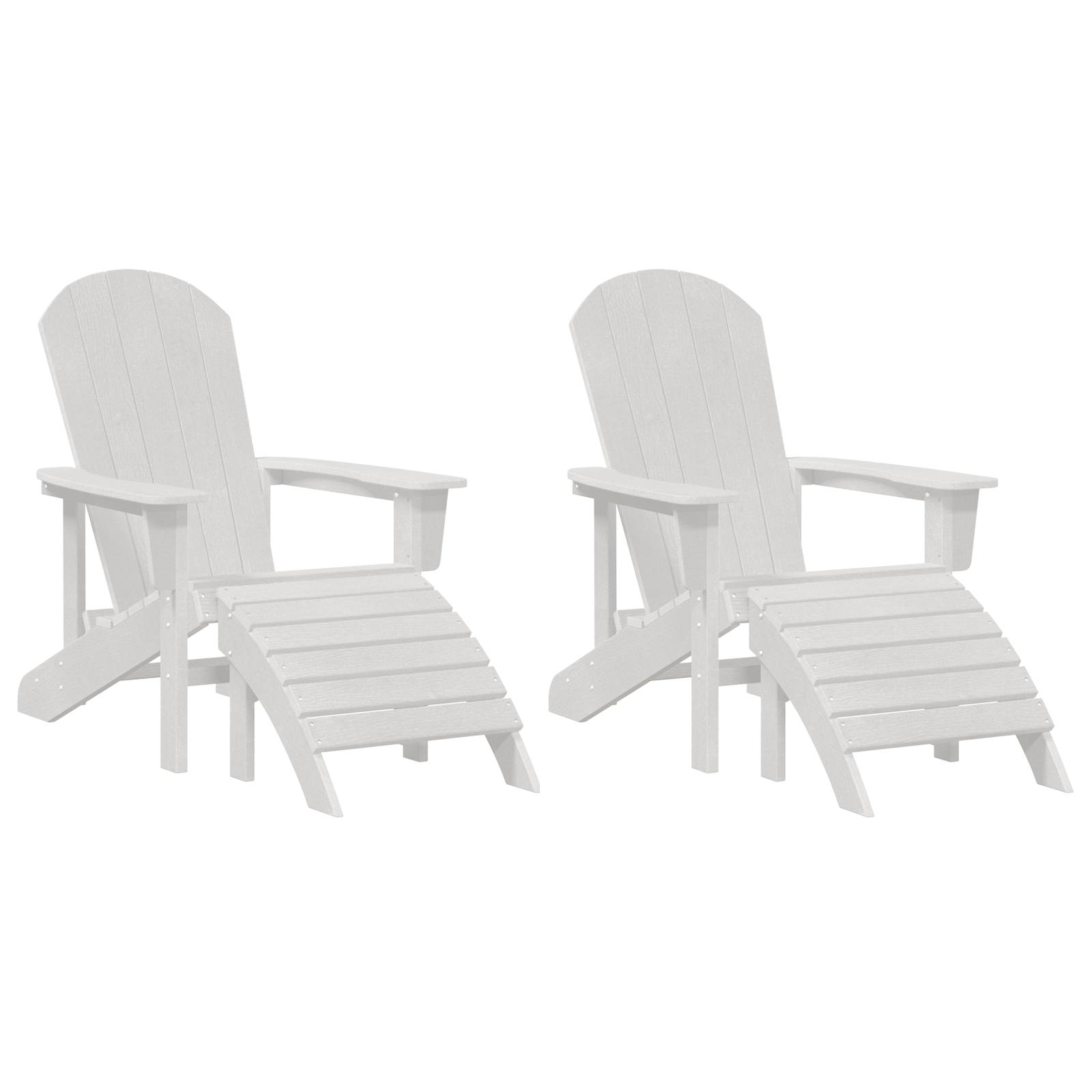 vidaXL Adirondack-Stühle mit Fußteilen 2 Stk. Weiß HDPE