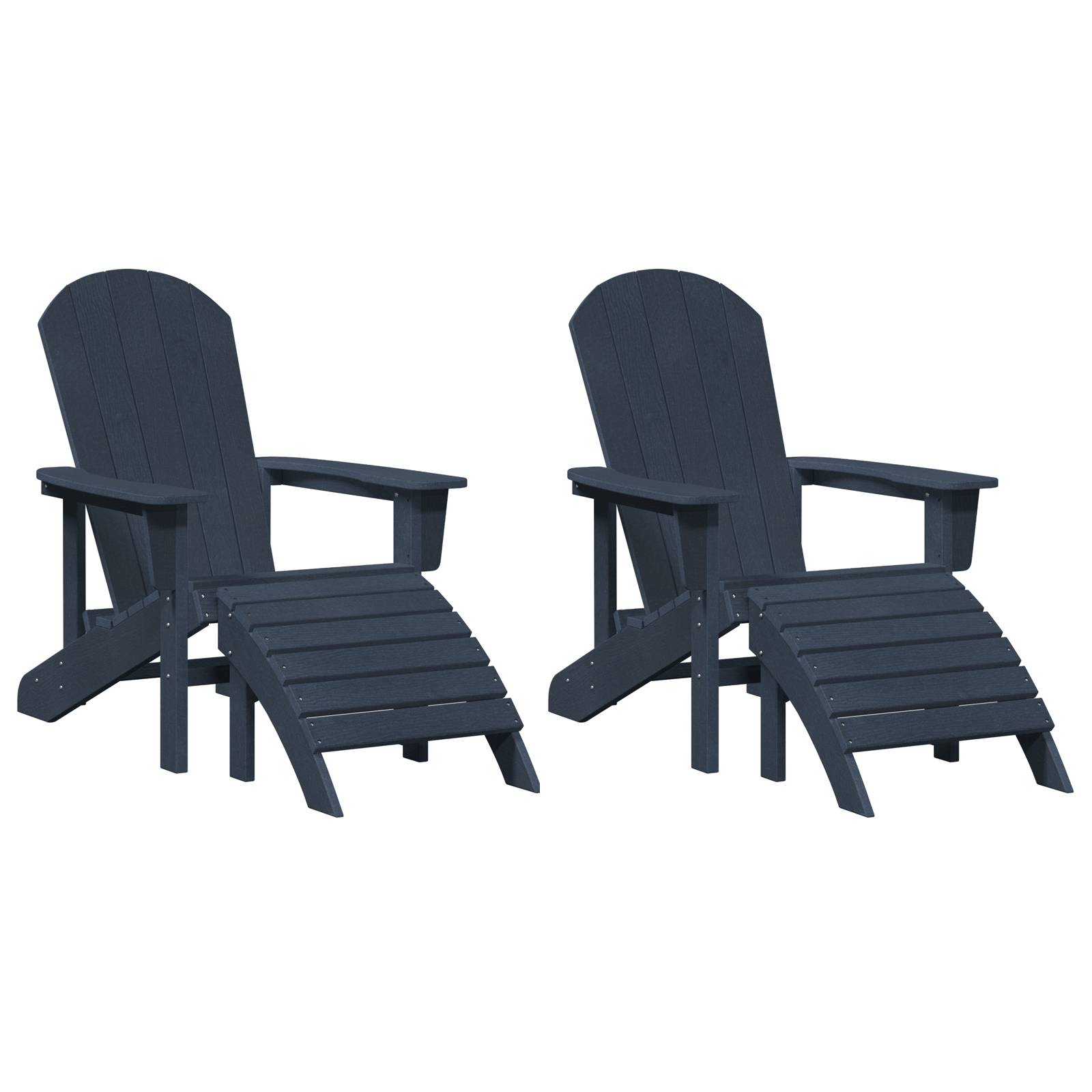 vidaXL Adirondack-Stühle mit Fußteilen 2 Stk. Marineblau HDPE