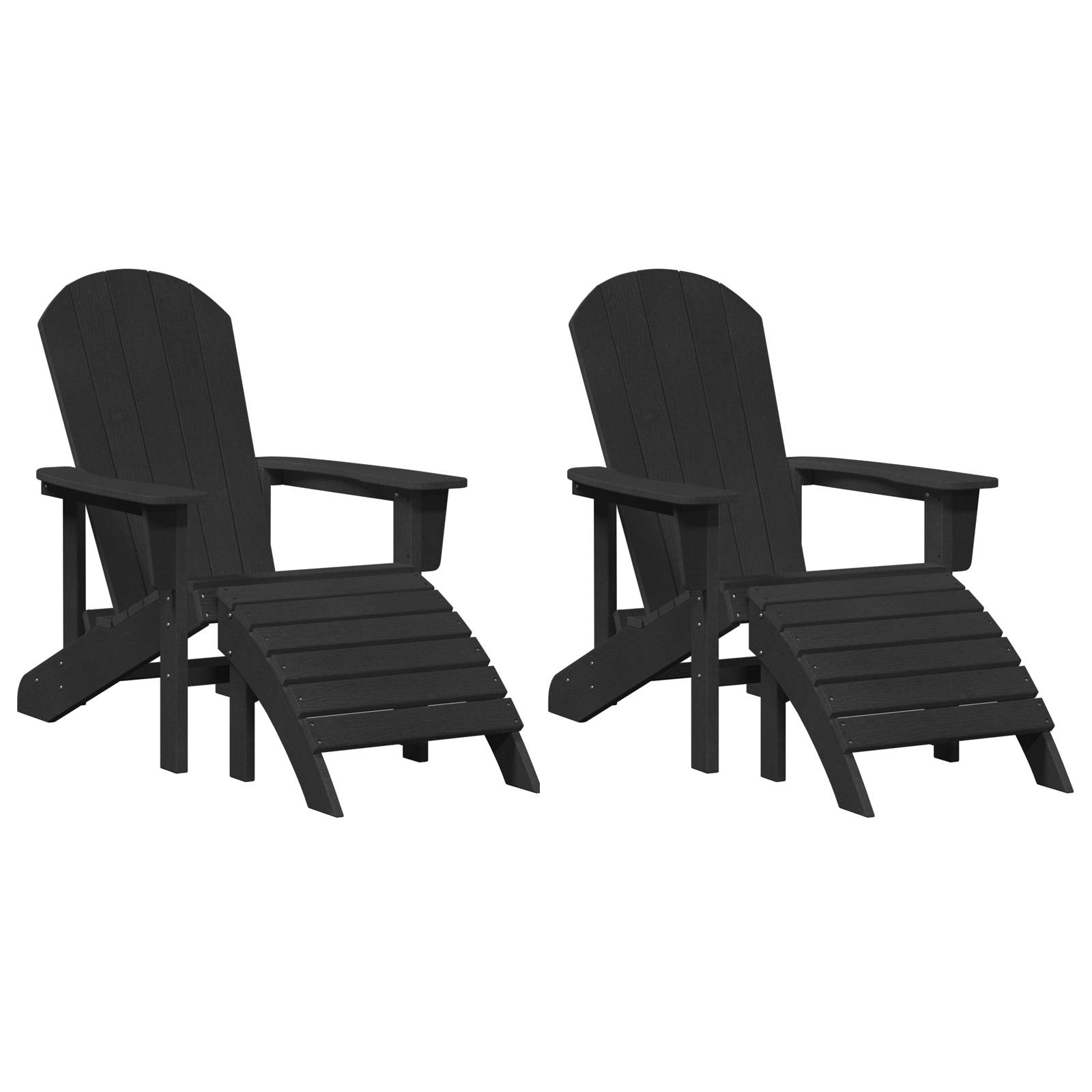 vidaXL Adirondack-Stühle mit Fußteilen 2 Stk. Schwarz HDPE