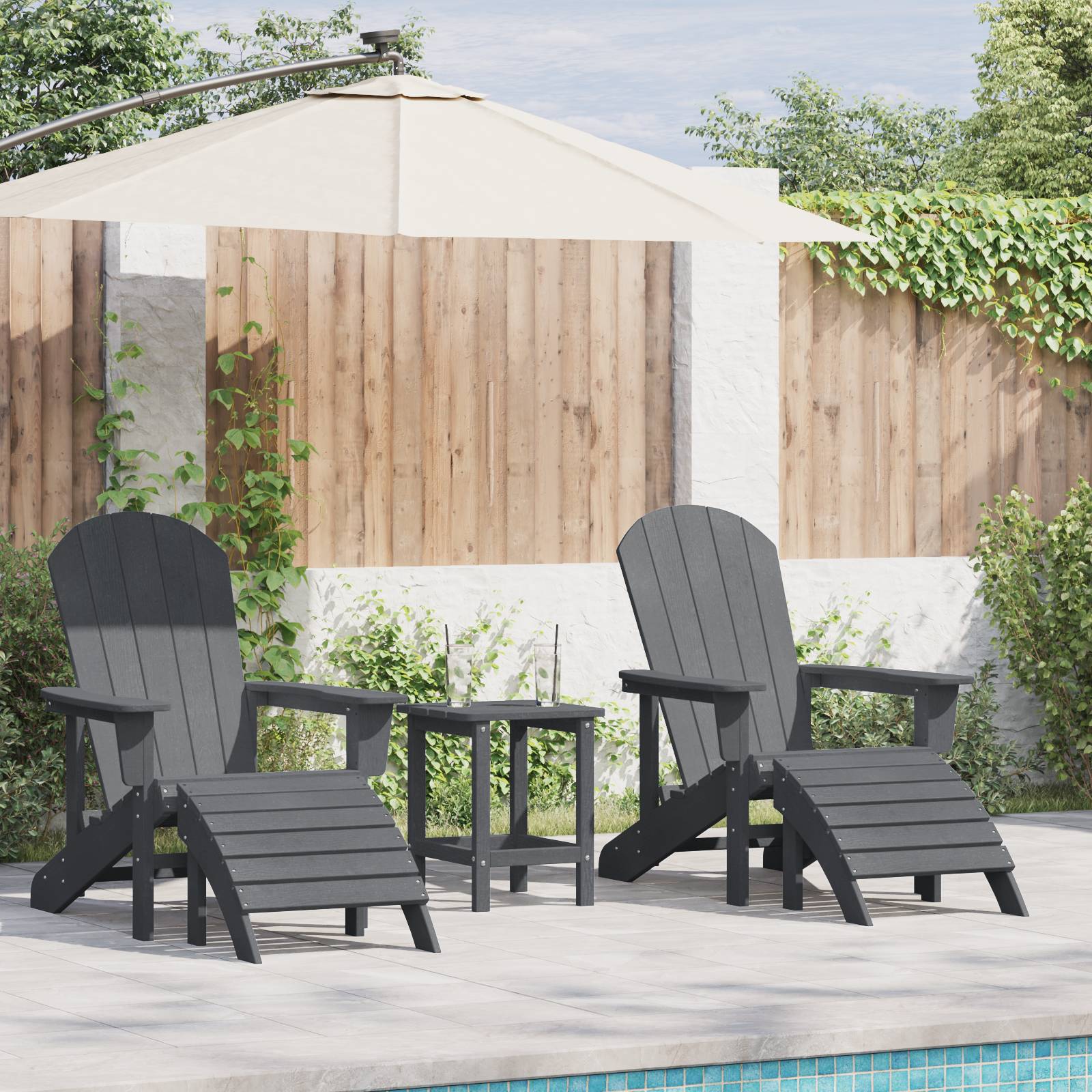 vidaXL Adirondack-Stühle mit Fußteilen 2 Stk. Hellgrau HDPE
