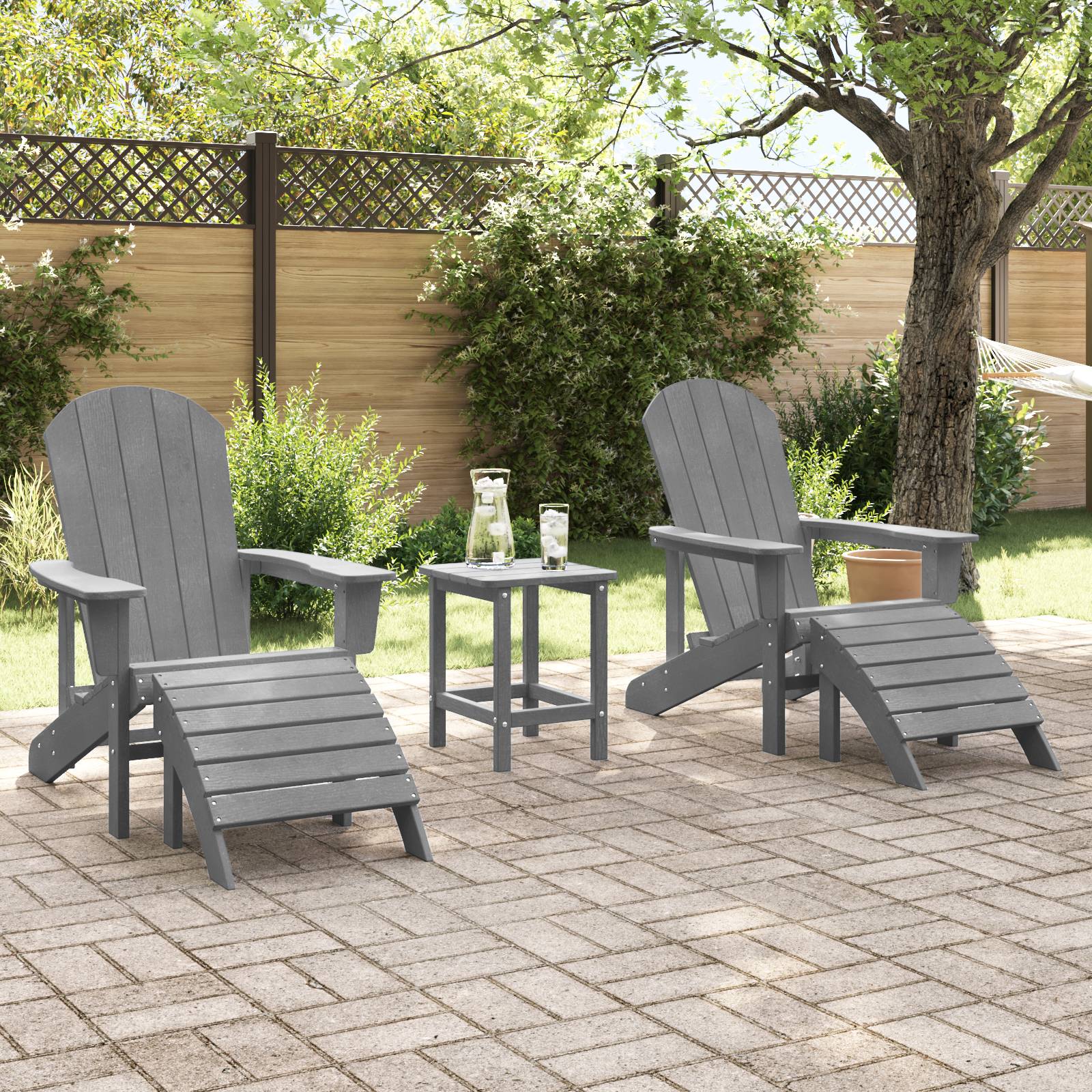 vidaXL Adirondack-Stühle mit Fußteilen 2 Stk. Hellgrau HDPE