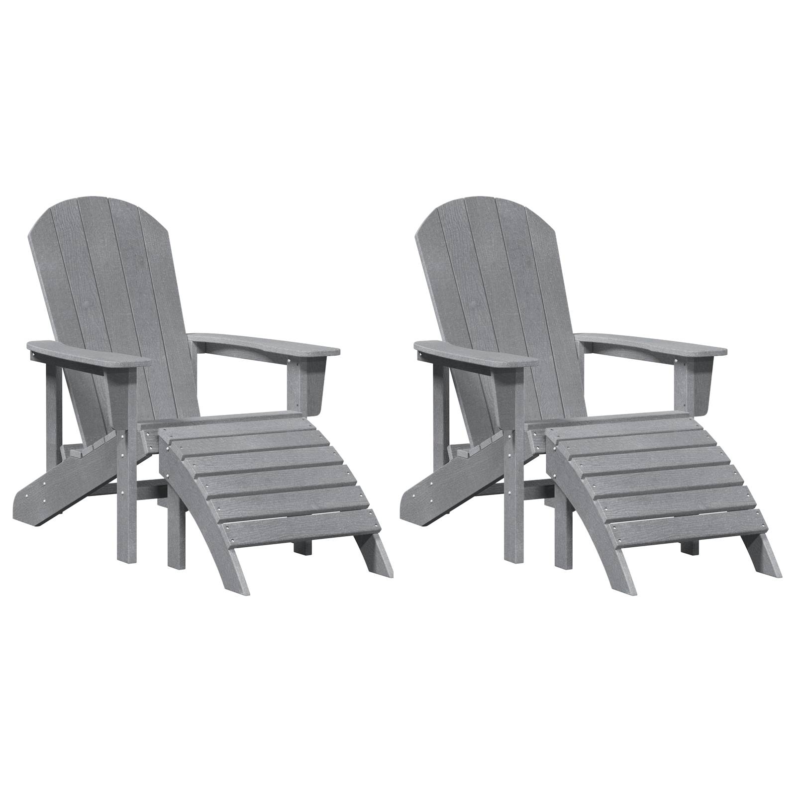 vidaXL Adirondack-Stühle mit Fußteilen 2 Stk. Hellgrau HDPE