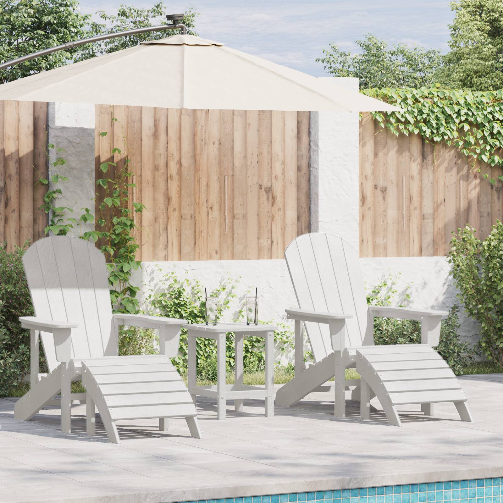 vidaXL 3-tlg. Garten-Lounge-Set Weiß HDPE