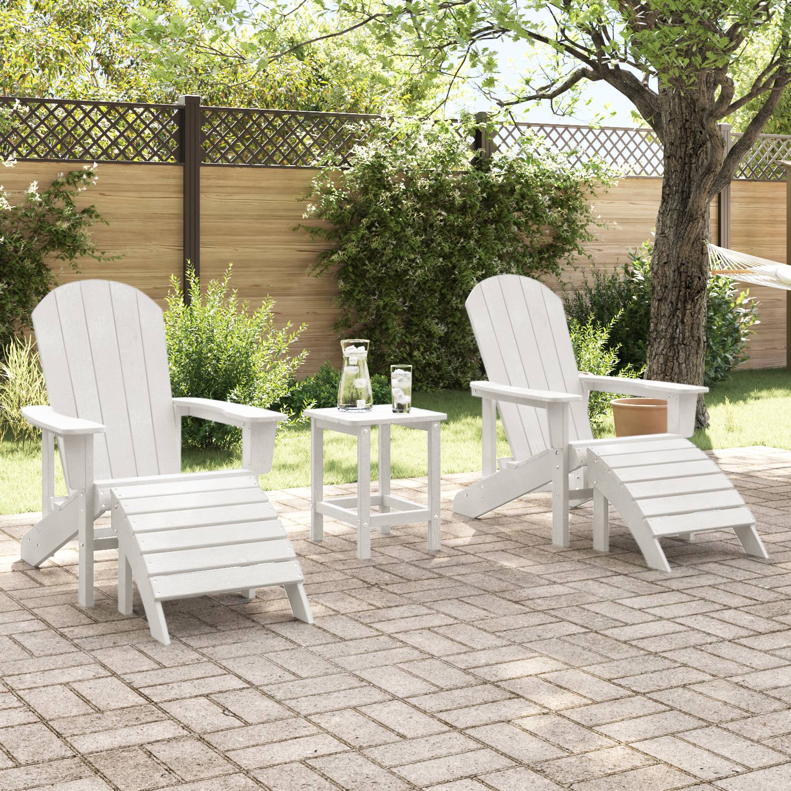 vidaXL 3-tlg. Garten-Lounge-Set Weiß HDPE