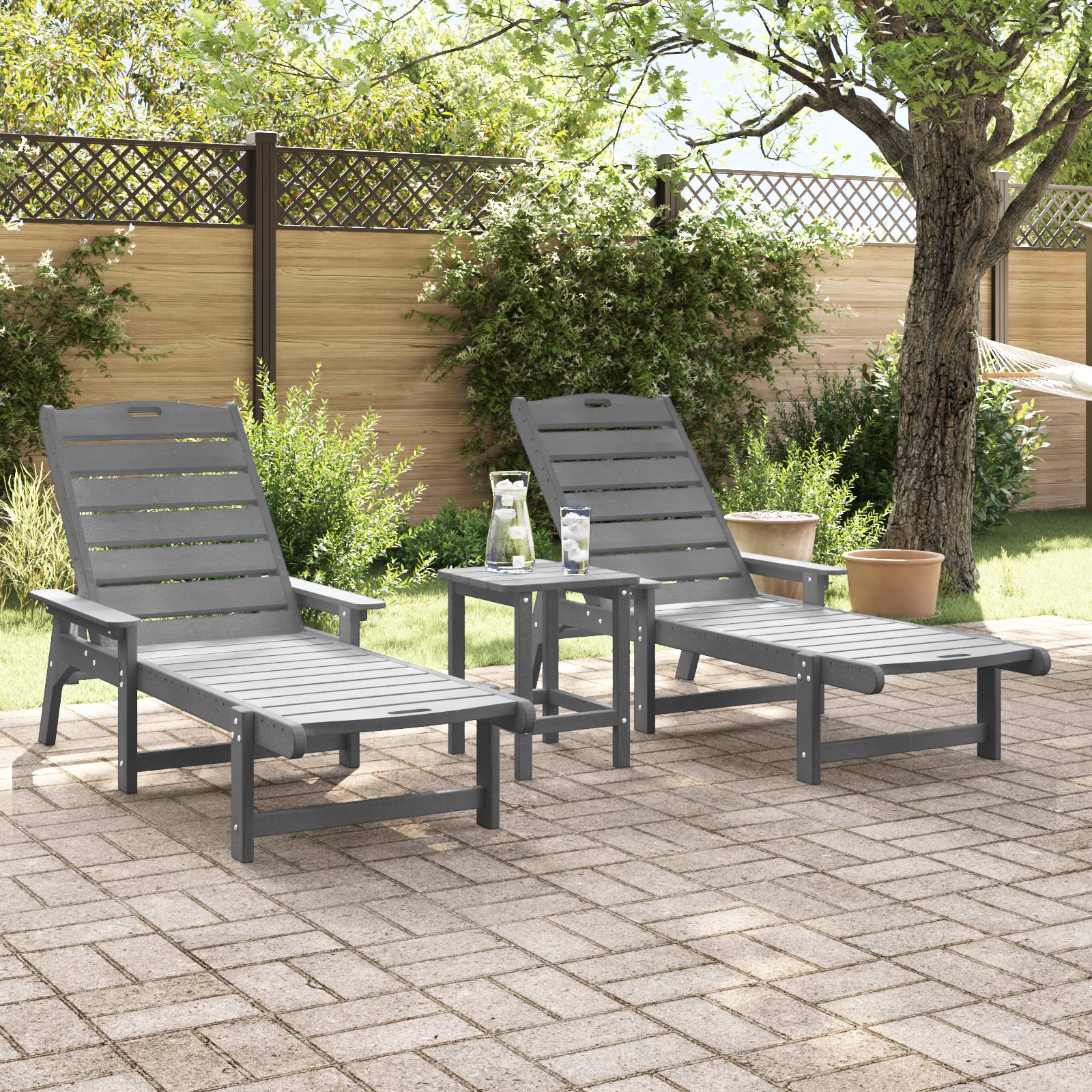 vidaXL Sonnenliegen 2 Stk Hellgrau 162x53x98.5 cm HDPE