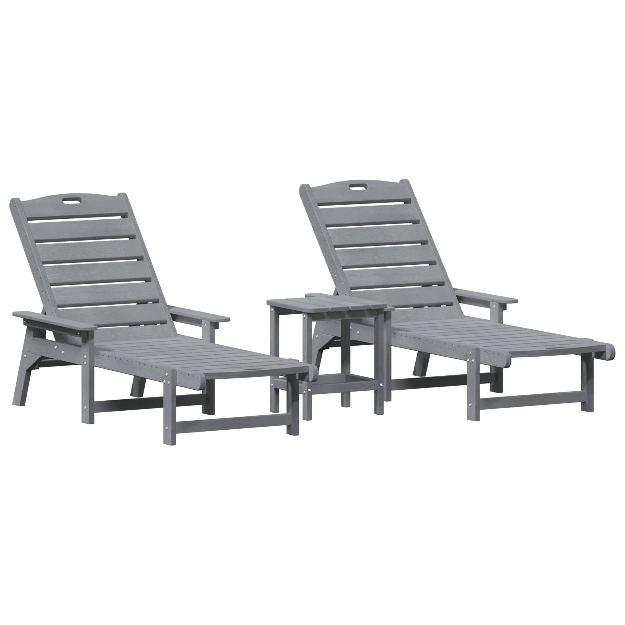 vidaXL 3-teiliges Garten-Loungeset Hellgrau HDPE