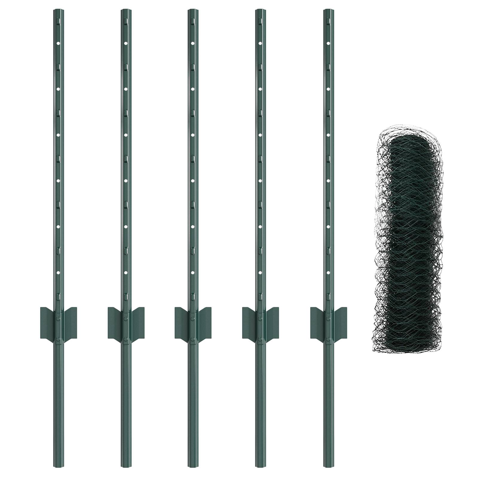 vidaXL Zaunpfosten 5 Stk U-Profil Grün 120 cm Stahl