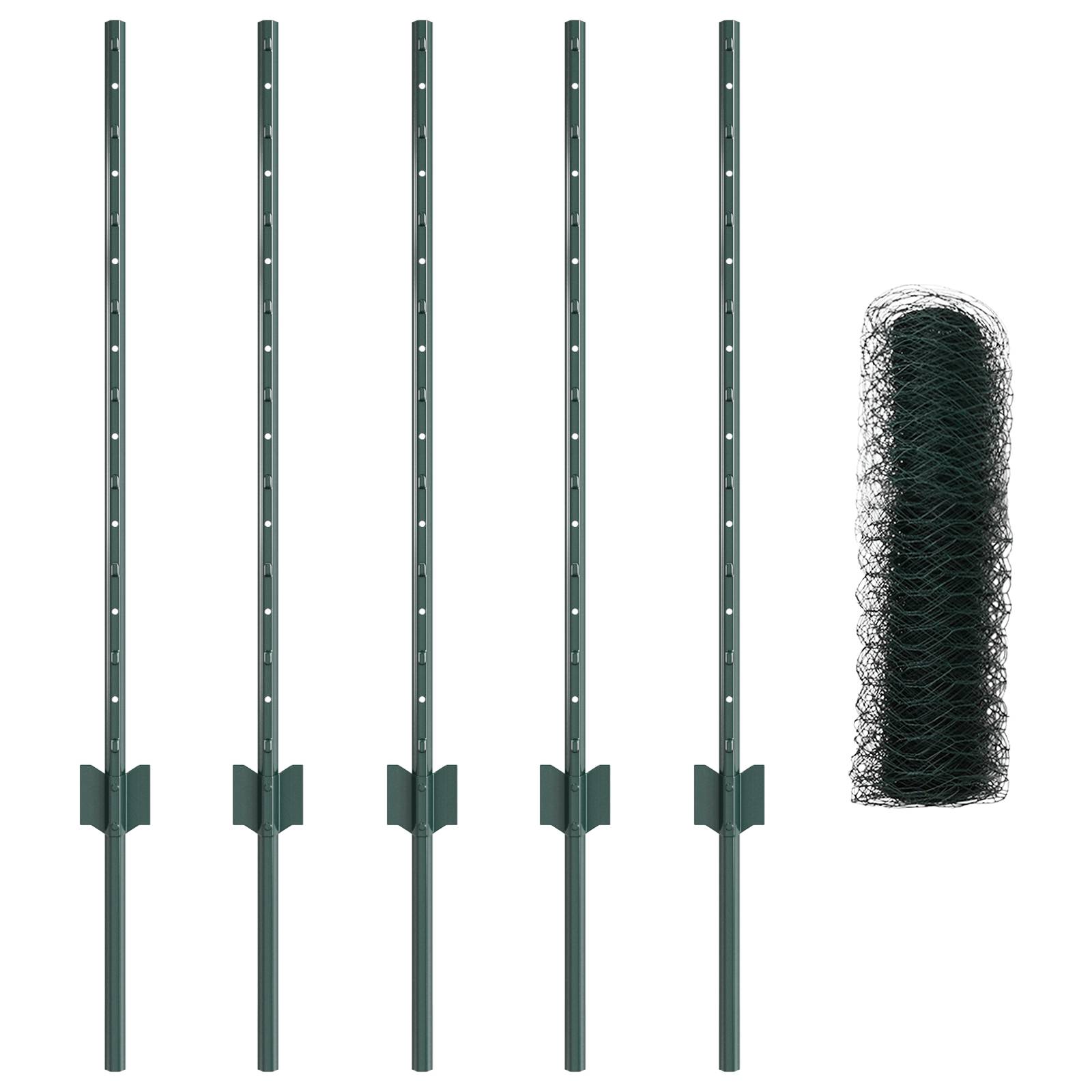 vidaXL Zaunpfosten 5 Stück U-Kanal Grün 80 cm Stahl