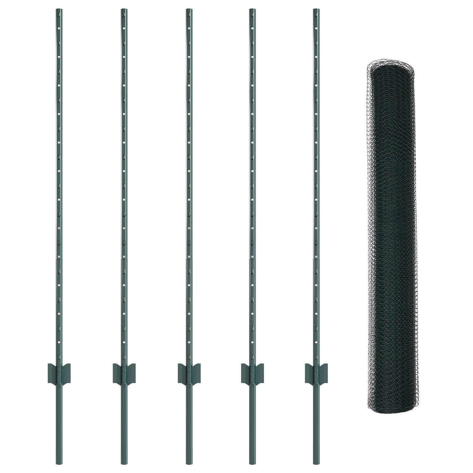 vidaXL Zaunpfosten 5 Stück U-Profil Grün 120 cm Stahl