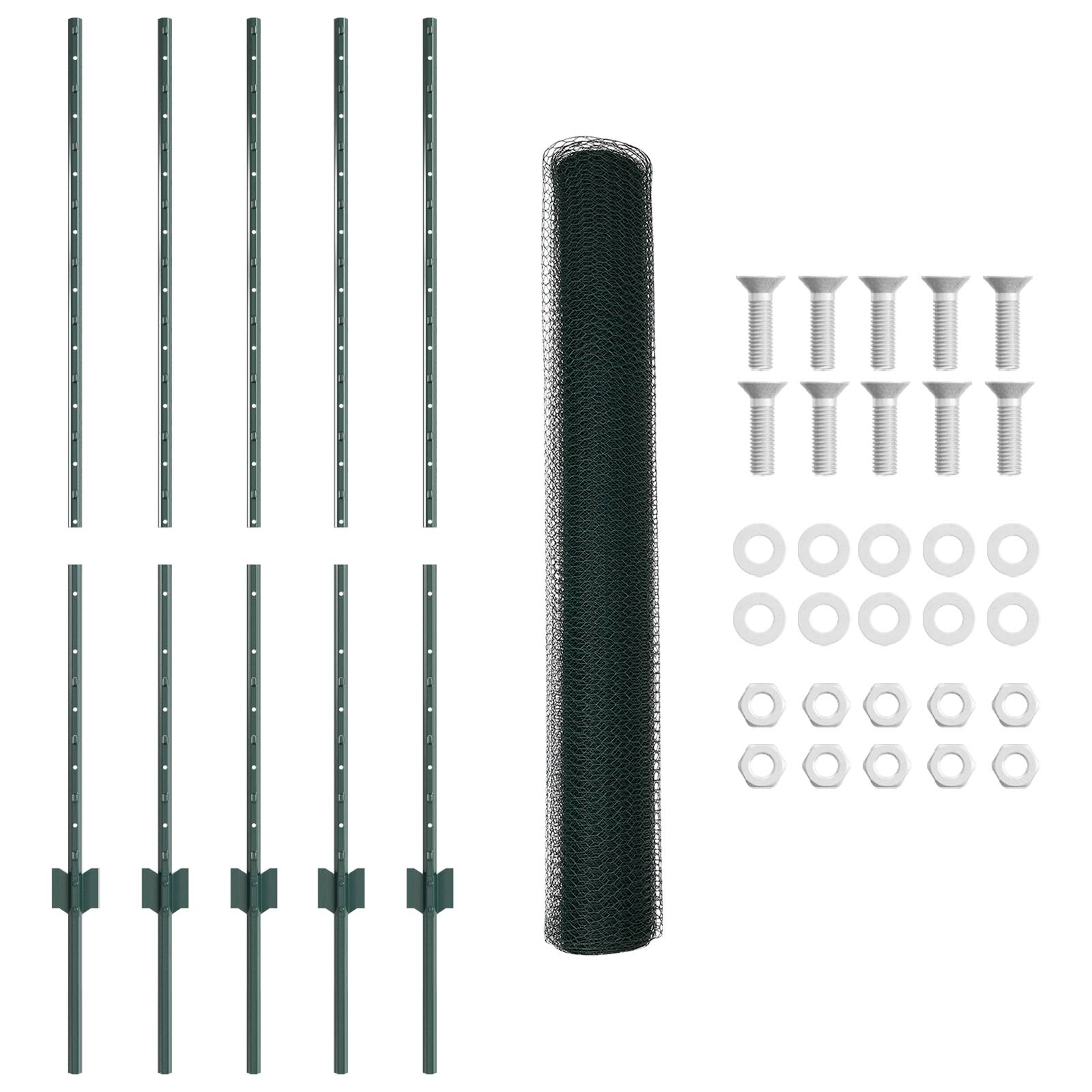 vidaXL Zaunpfosten 5 Stück U-Profil Grün 120 cm Stahl