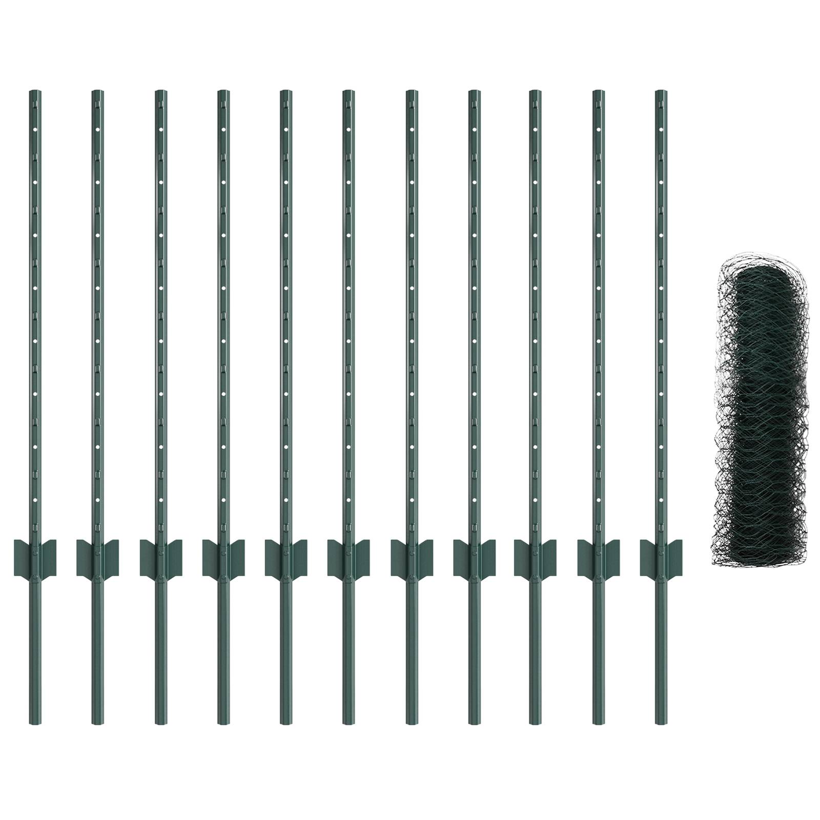 vidaXL Zaunpfosten 11 Stück U-Kanal Grün 80 cm Stahl